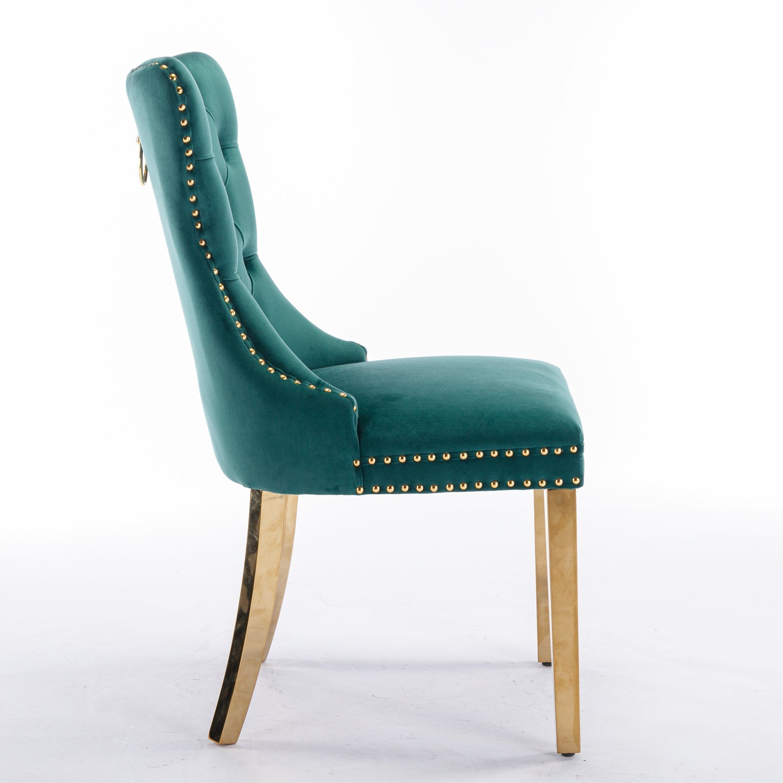 Rosewick Modern Tufted Velvet Solid Wood Upholstered Dining Chair with Gold Stainless Steel Plating Legs, Set of 2