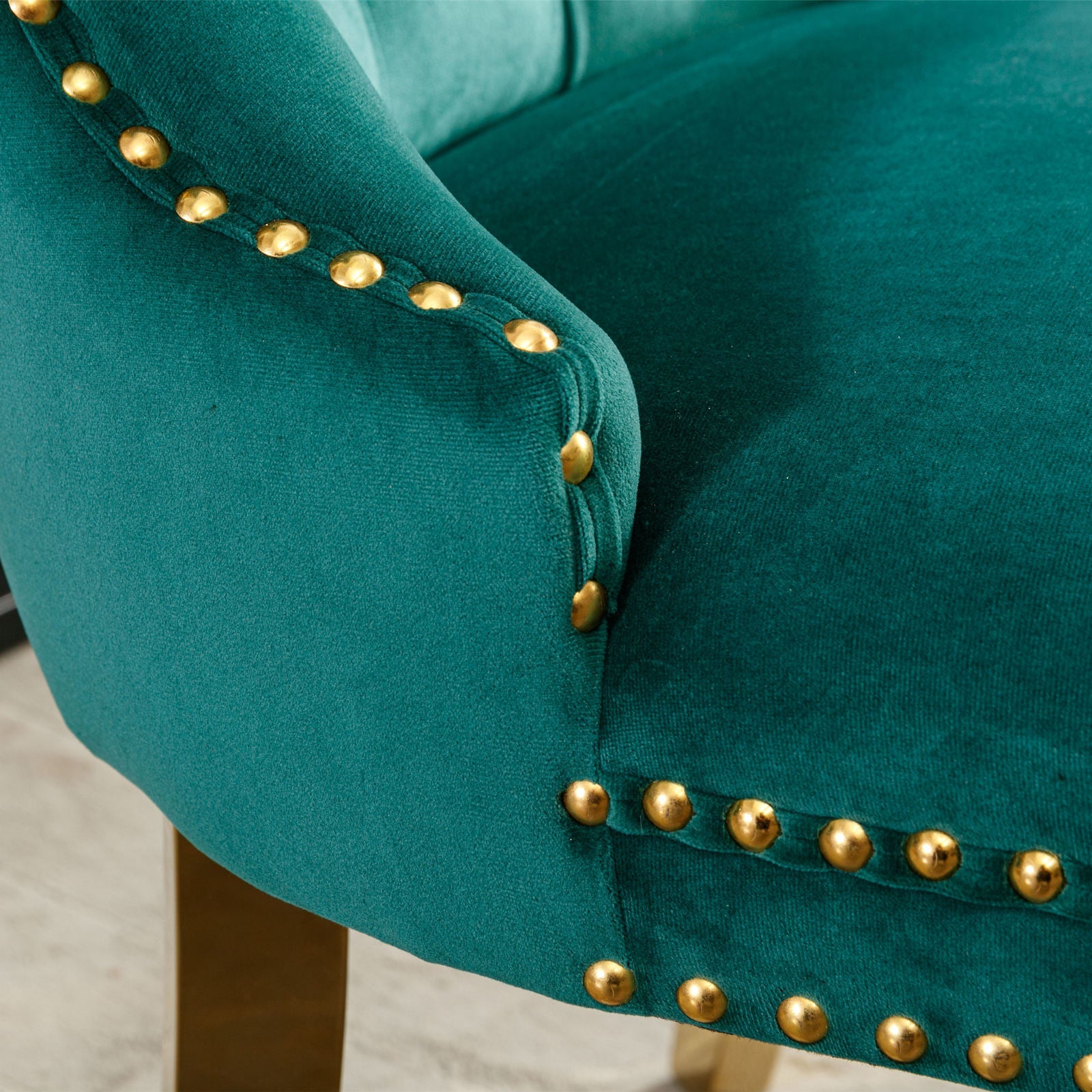 Rosewick Modern Tufted Velvet Solid Wood Upholstered Dining Chair with Gold Stainless Steel Plating Legs, Set of 2