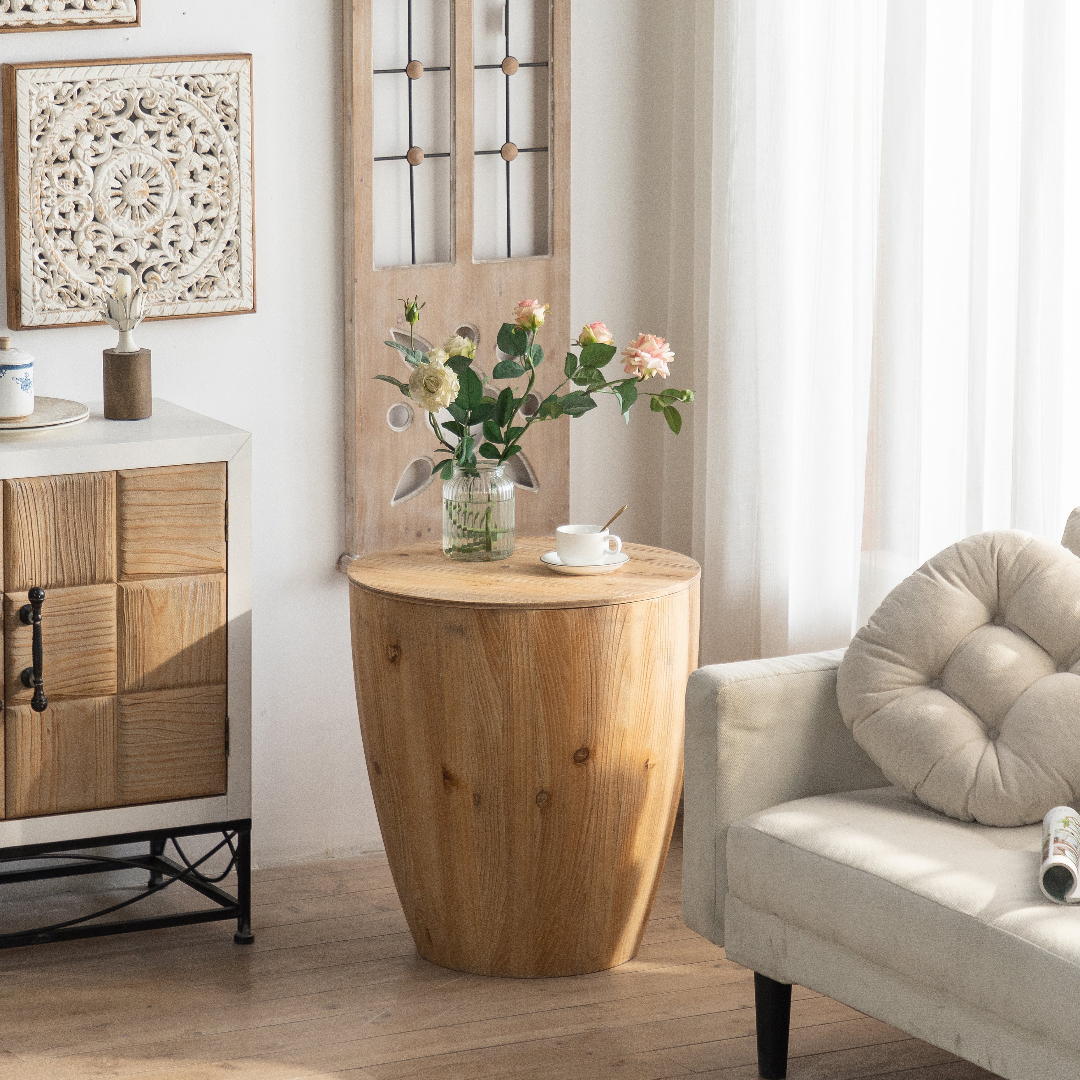 Bucket Shaped Drum Side Table