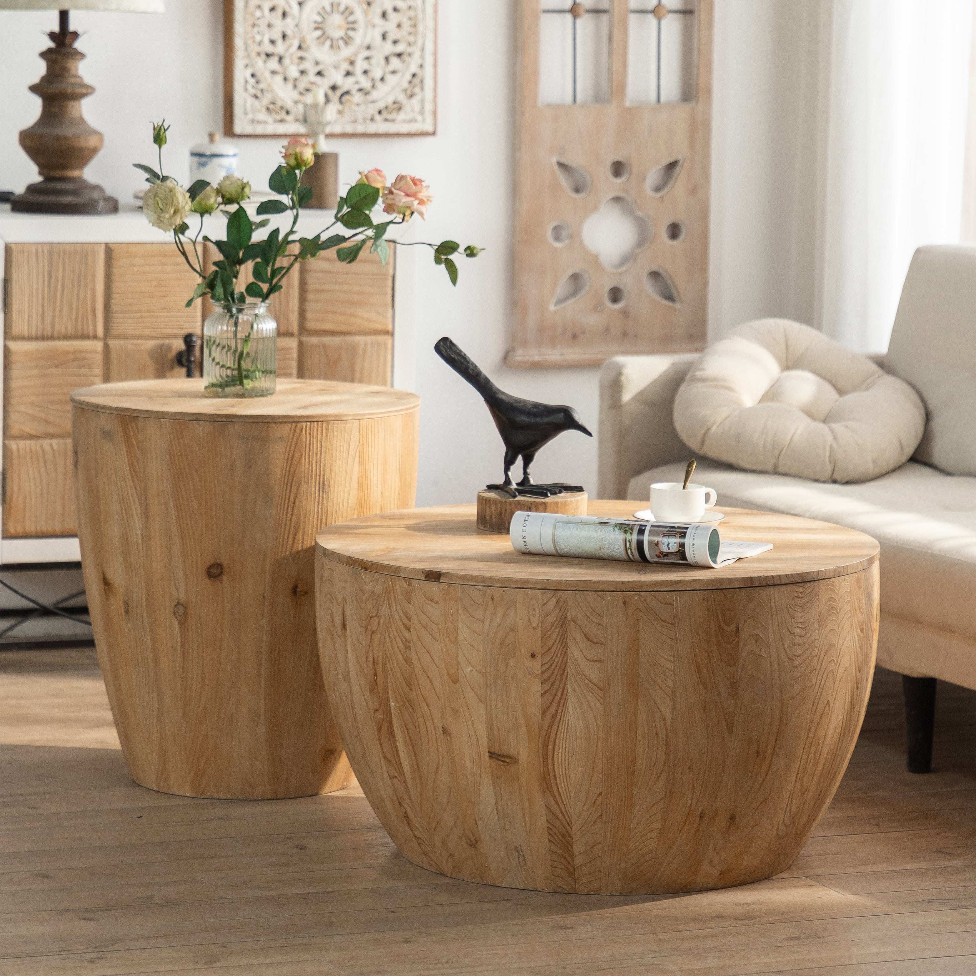 Bucket Shaped Drum Side Table