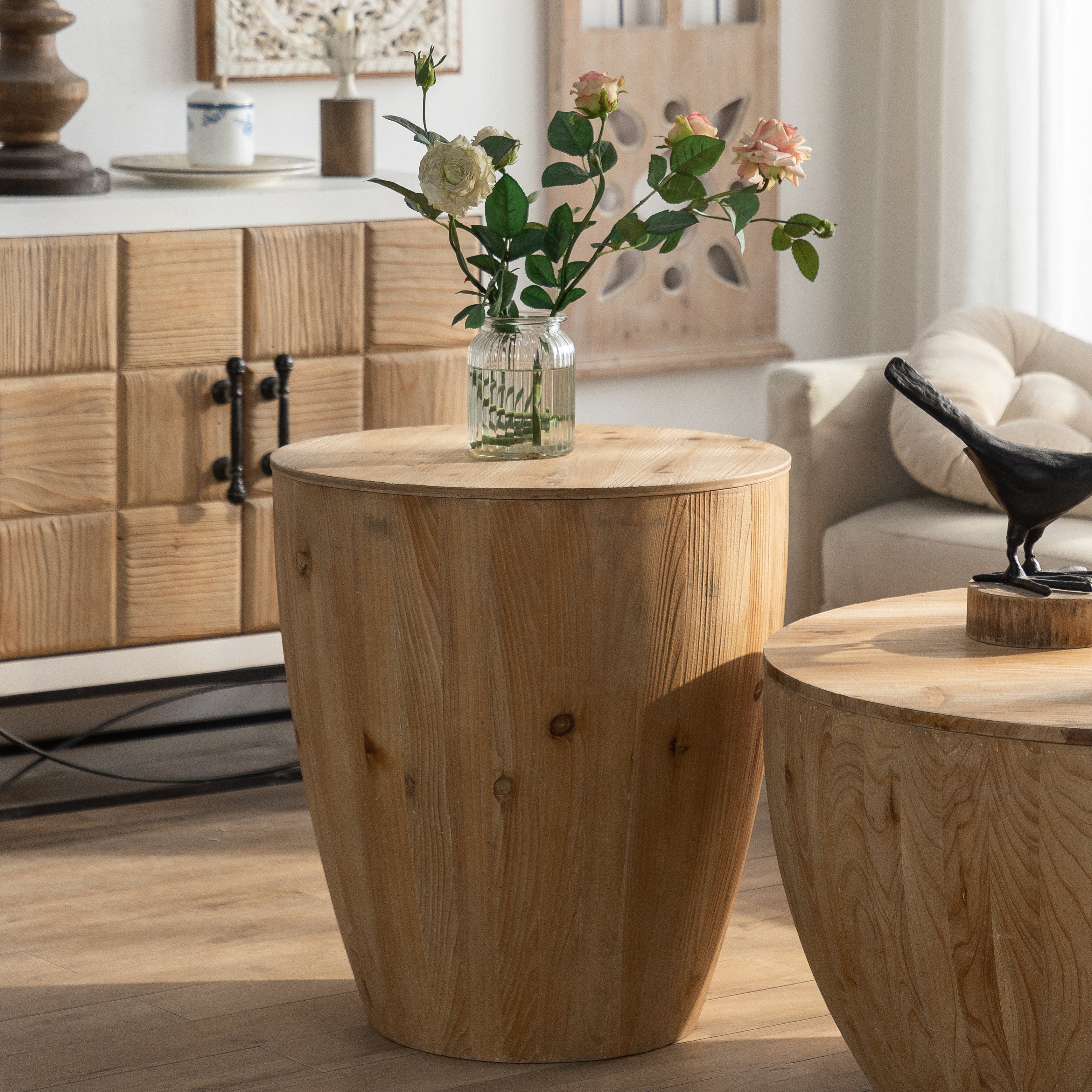 Bucket Shaped Drum Side Table