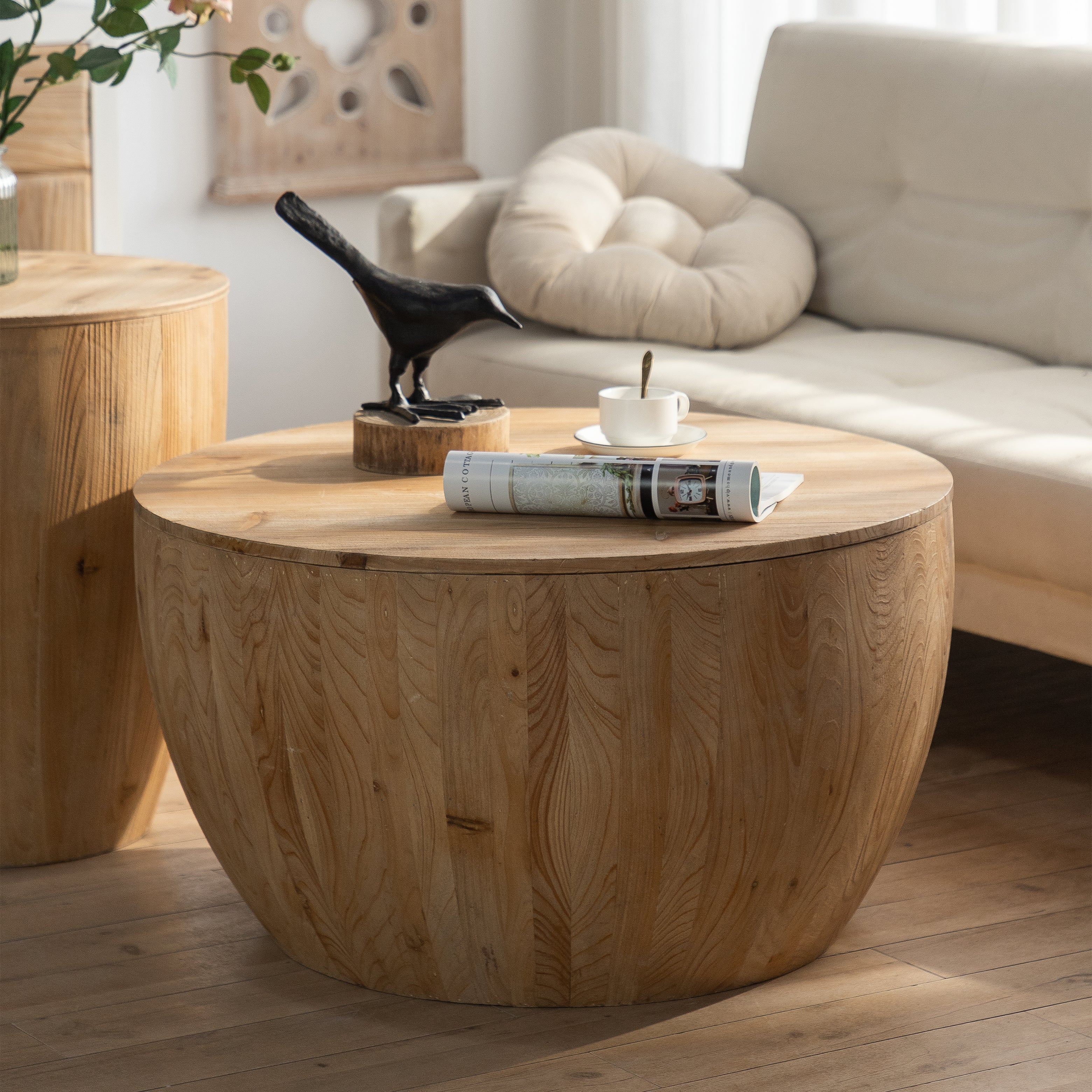 Bucket Shaped Drum Coffee Table Set