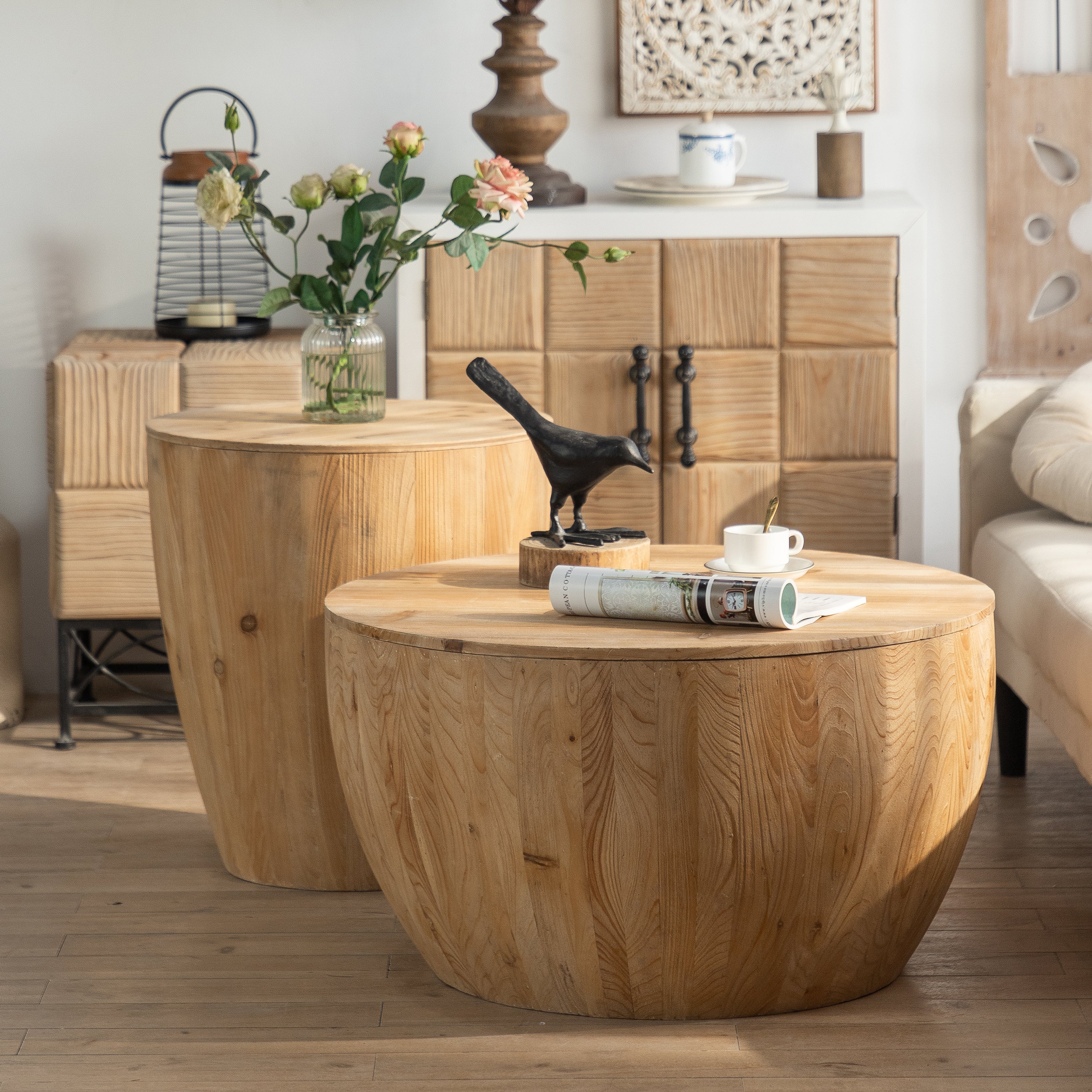 Bucket Shaped Drum Coffee Table Set