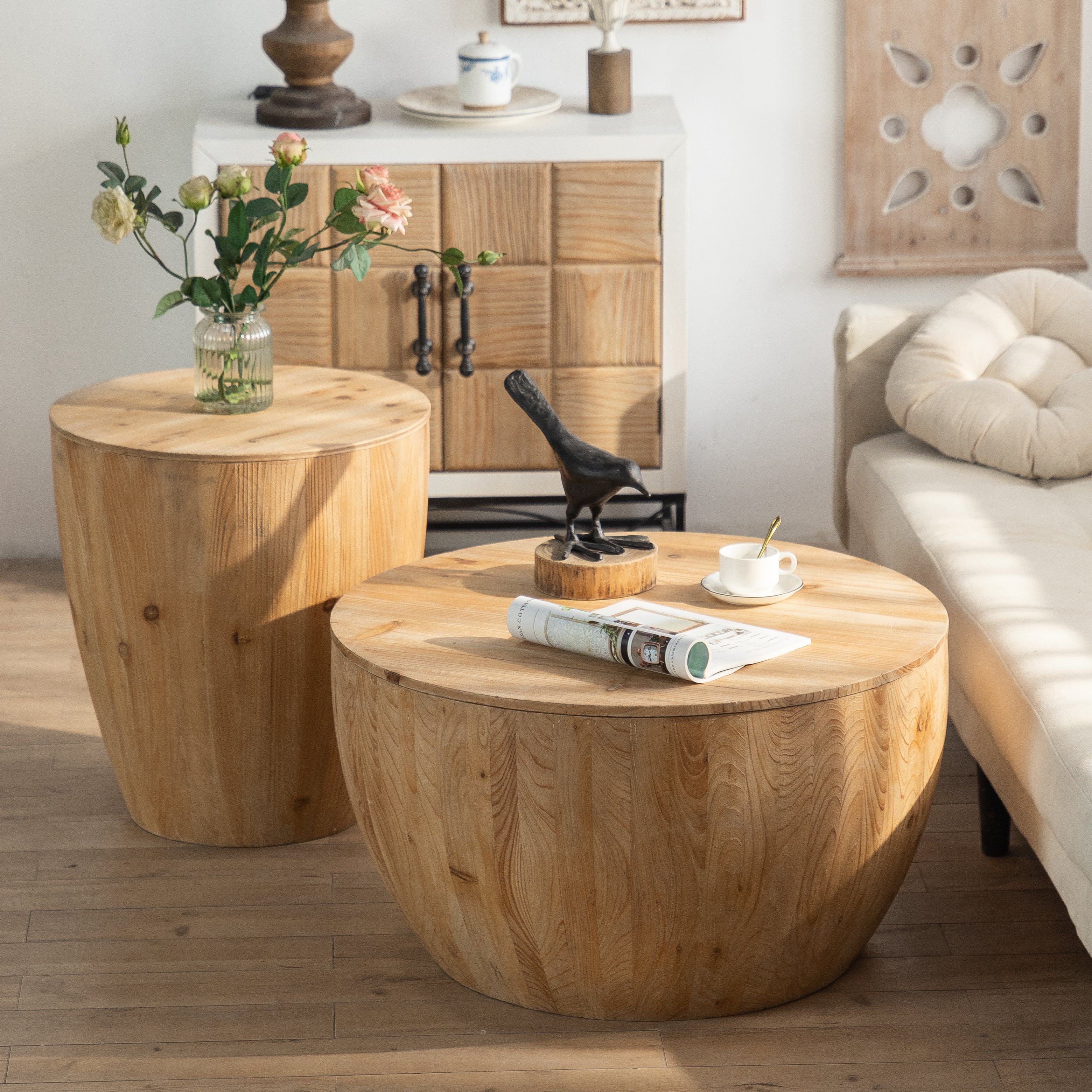 Bucket Shaped Drum Coffee Table Set