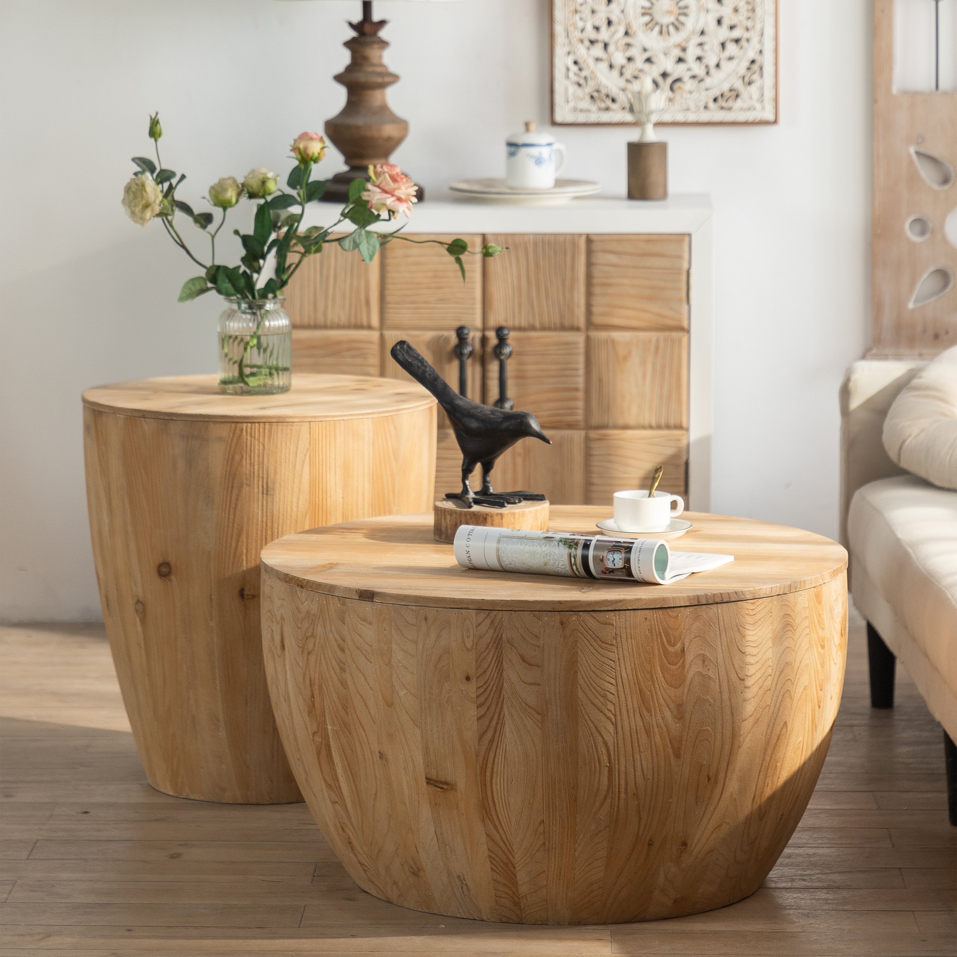 Bucket Shaped Drum Coffee Table Set