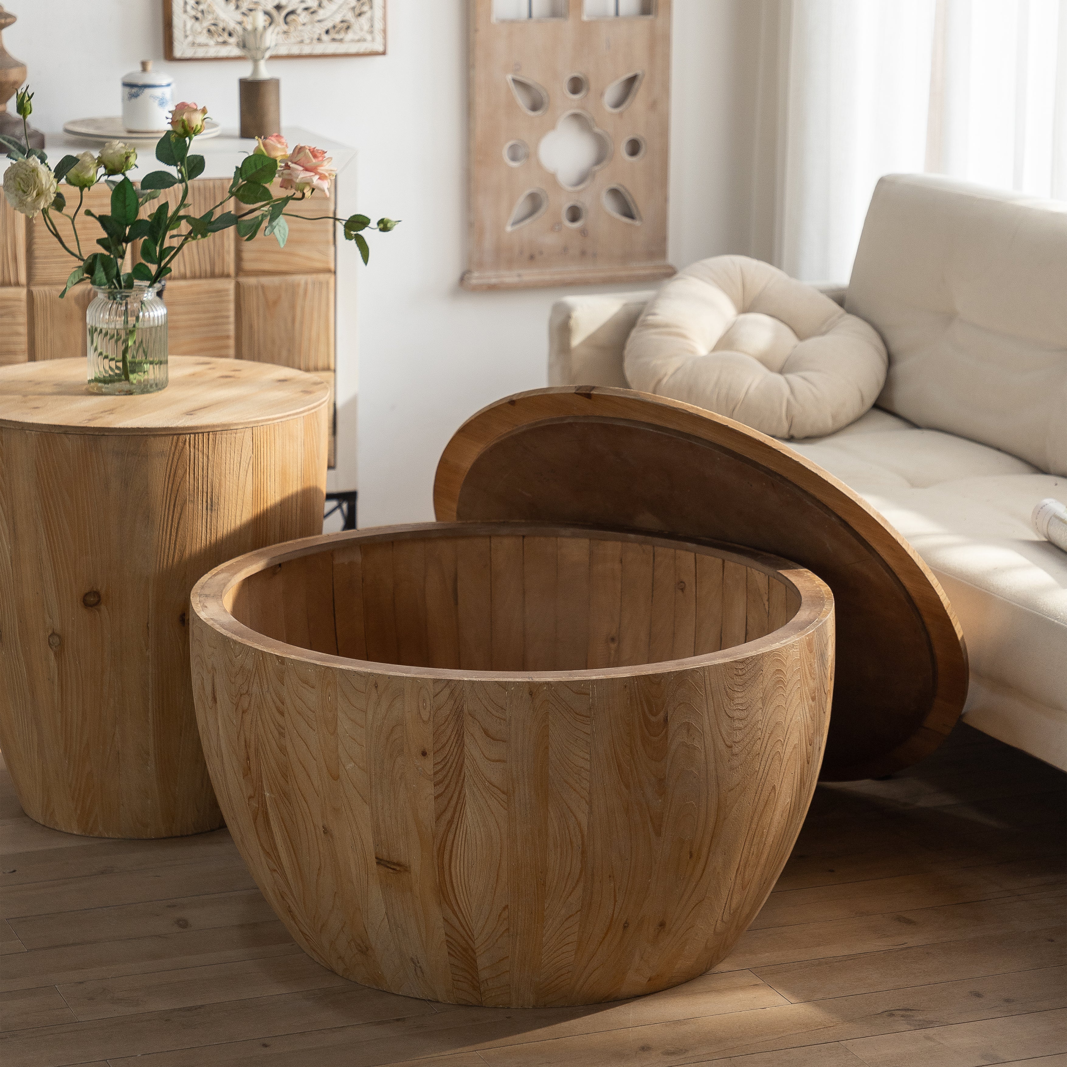 Bucket Shaped Drum Coffee Table Set