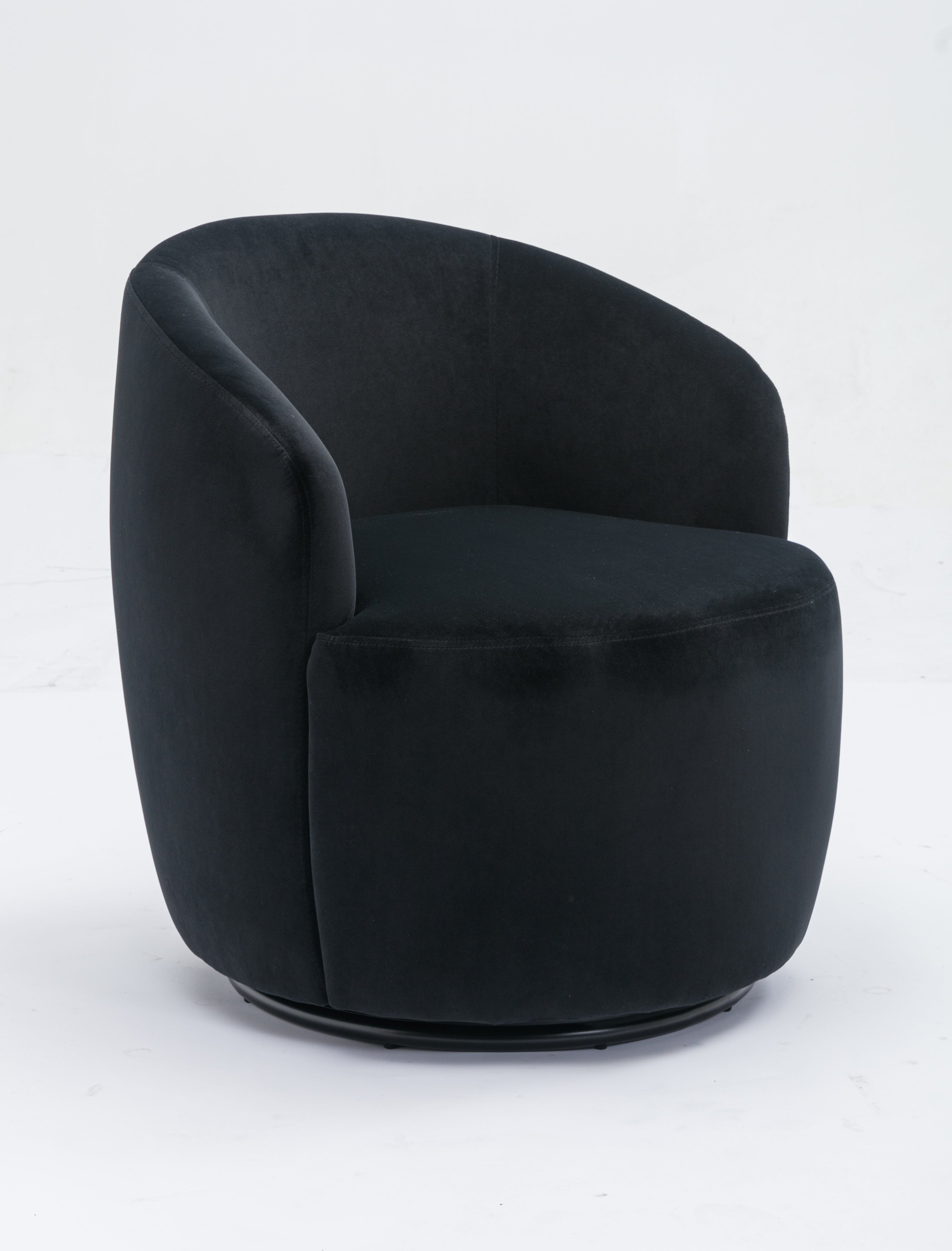 Velvet Fabric Swivel Barrel Accent Chair