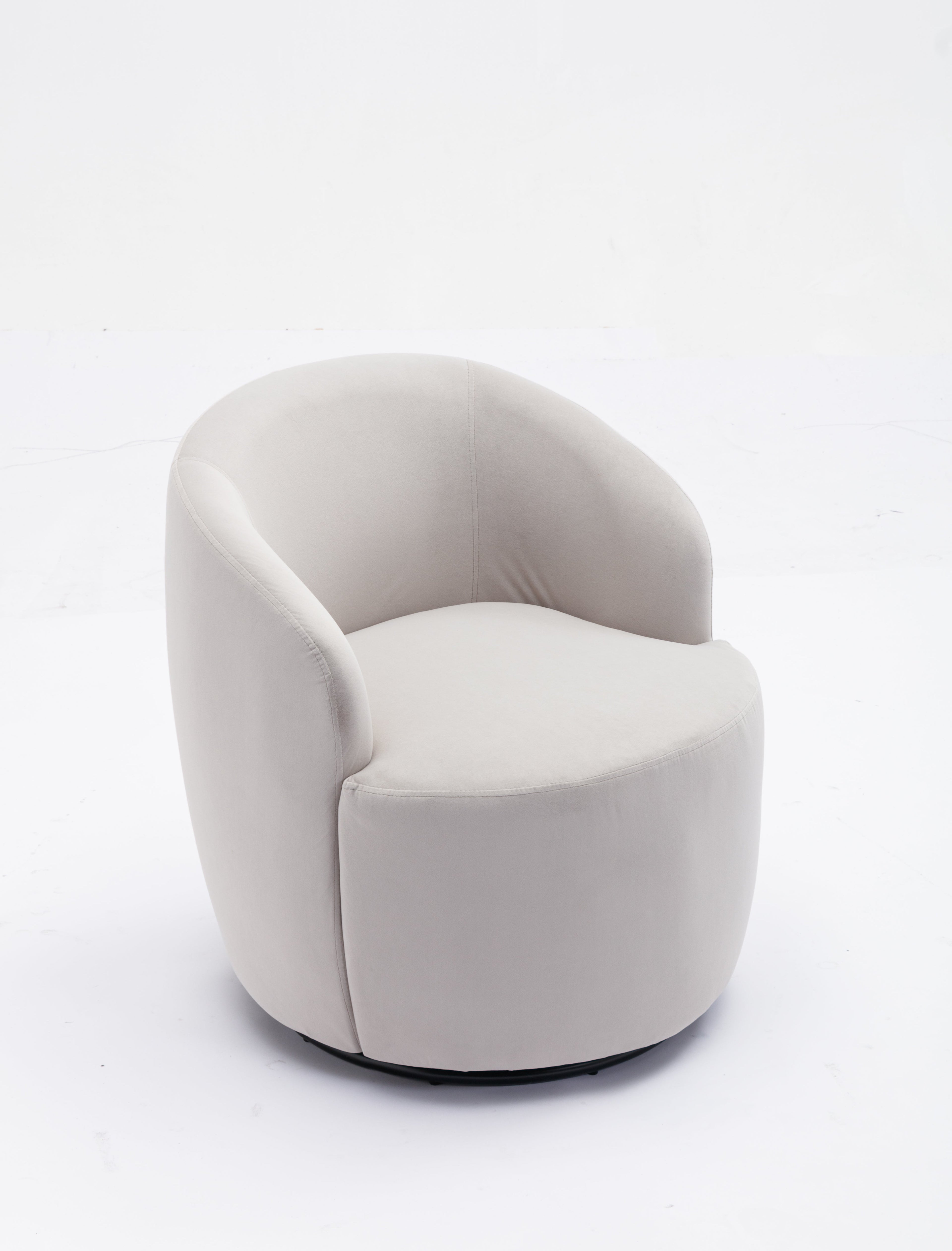 Velvet Fabric Swivel Barrel Accent Chair