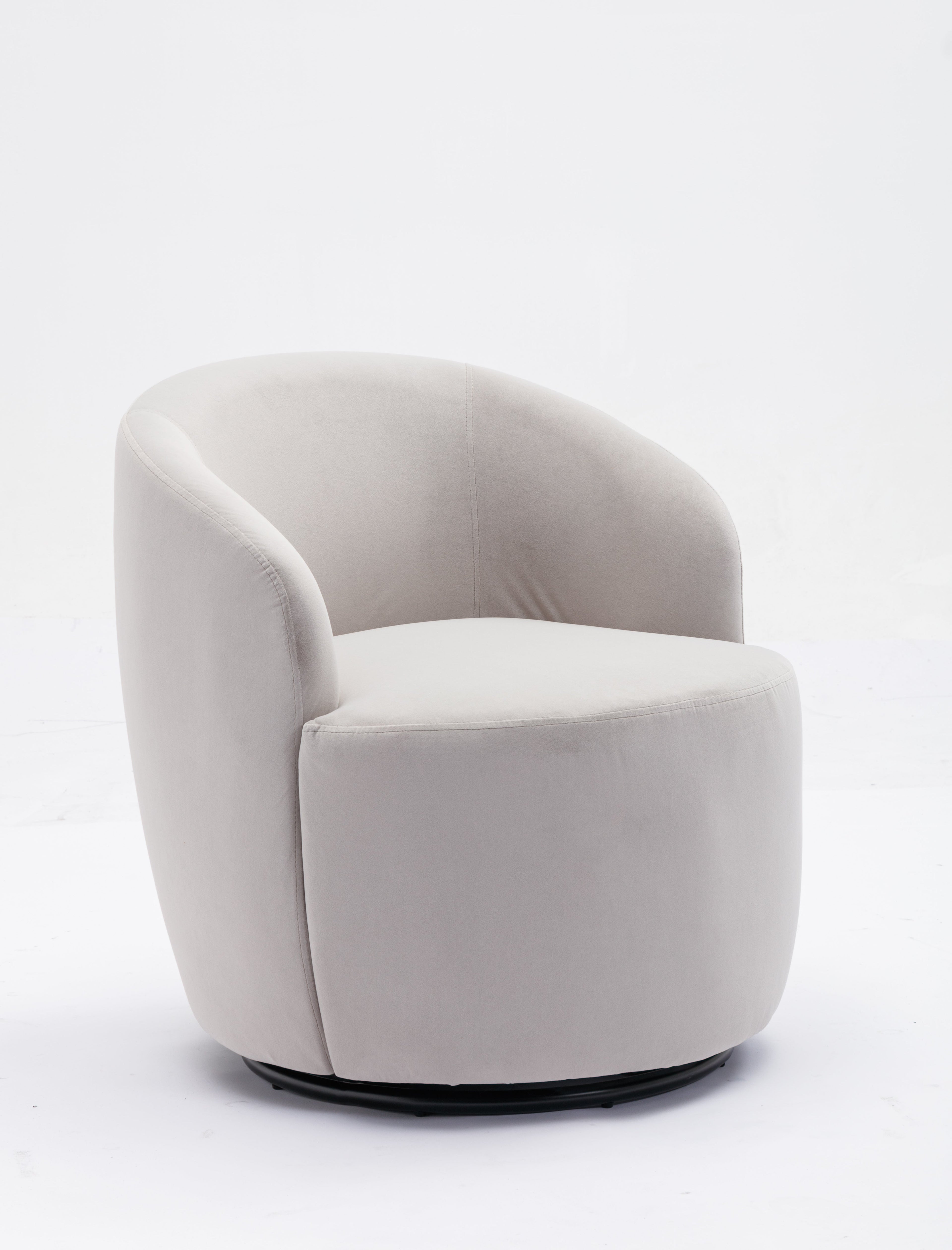 Velvet Fabric Swivel Barrel Accent Chair
