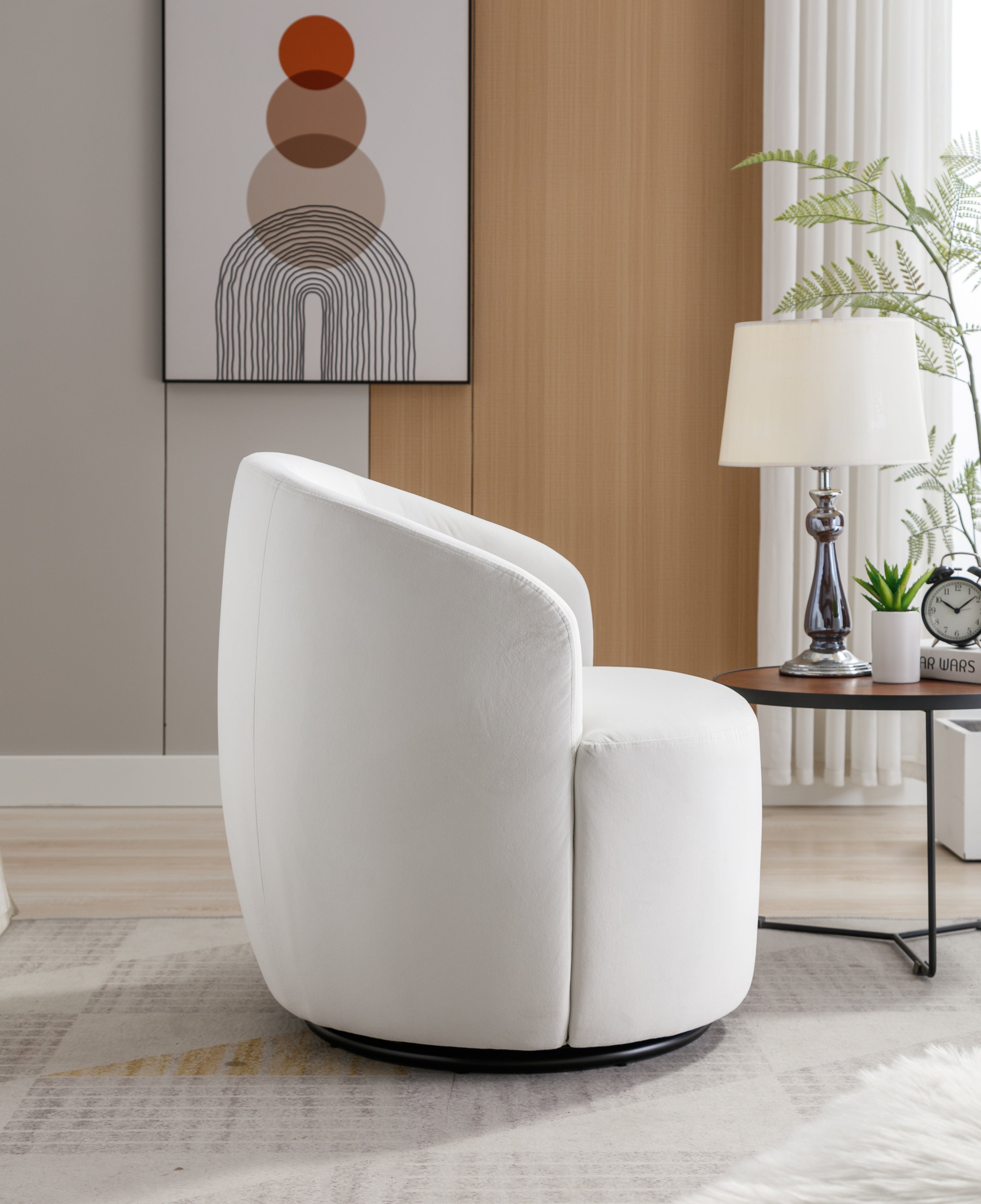 Velvet Fabric Swivel Barrel Accent Chair