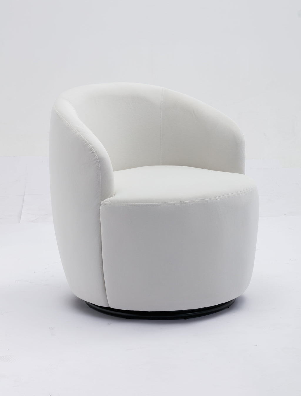 Velvet Fabric Swivel Barrel Accent Chair