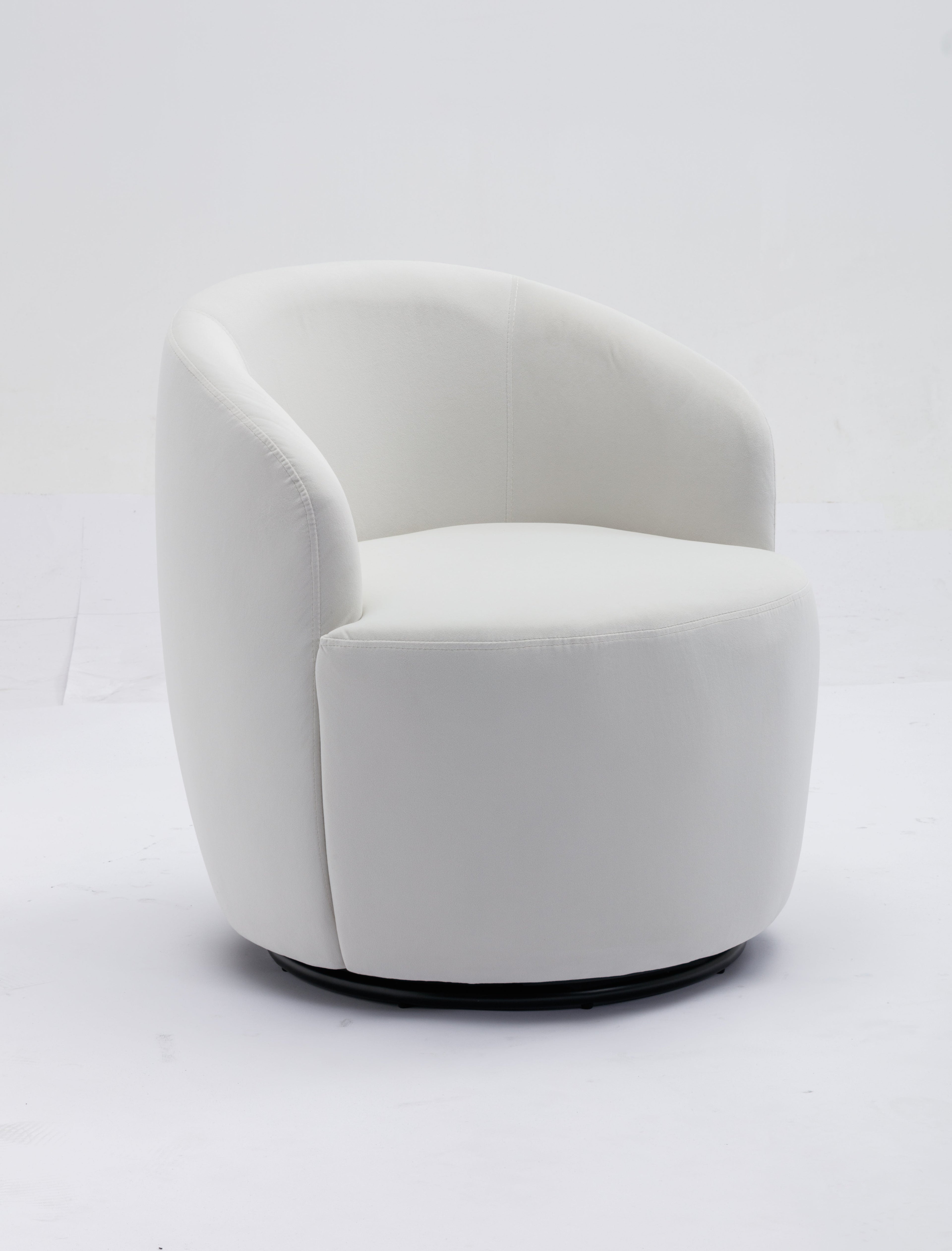 Velvet Fabric Swivel Barrel Accent Chair