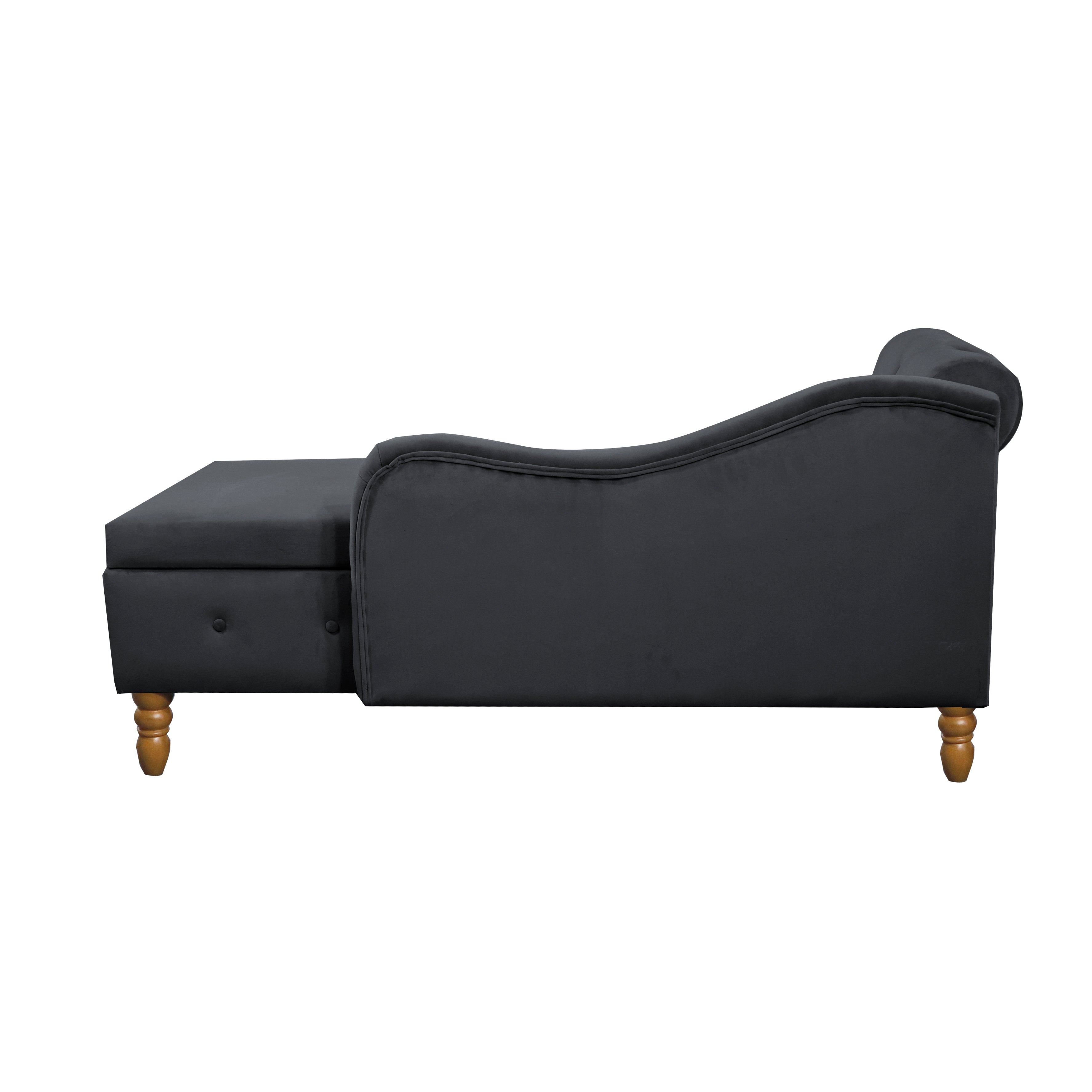 Tufted Velvet Upholstered Rolled Arm Nailhead Chaise Lounge