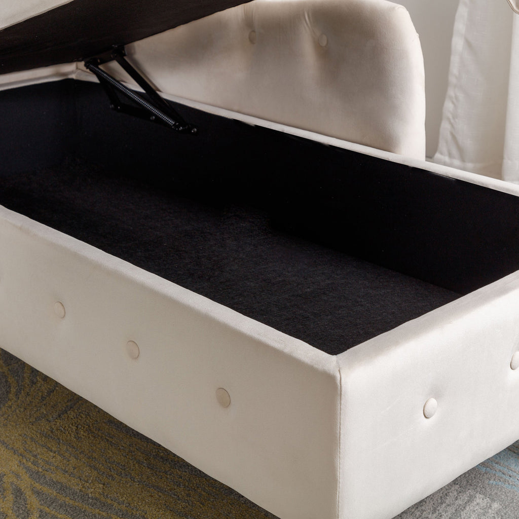 Tufted Velvet Upholstered Rolled Arm Nailhead Chaise Lounge