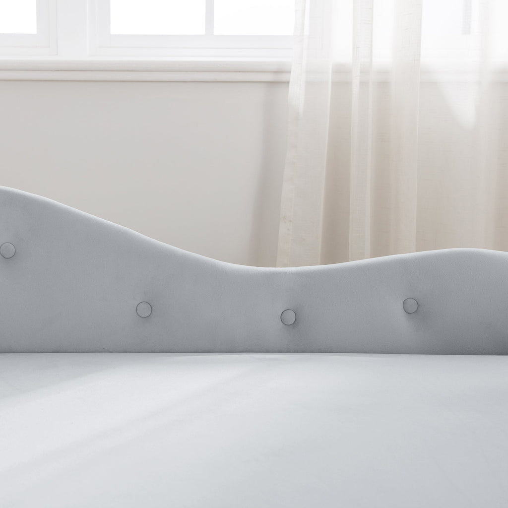 Tufted Velvet Upholstered Rolled Arm Nailhead Chaise Lounge
