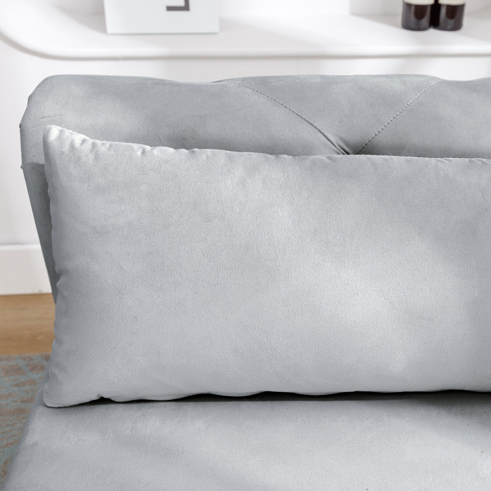 Tufted Velvet Upholstered Rolled Arm Nailhead Chaise Lounge
