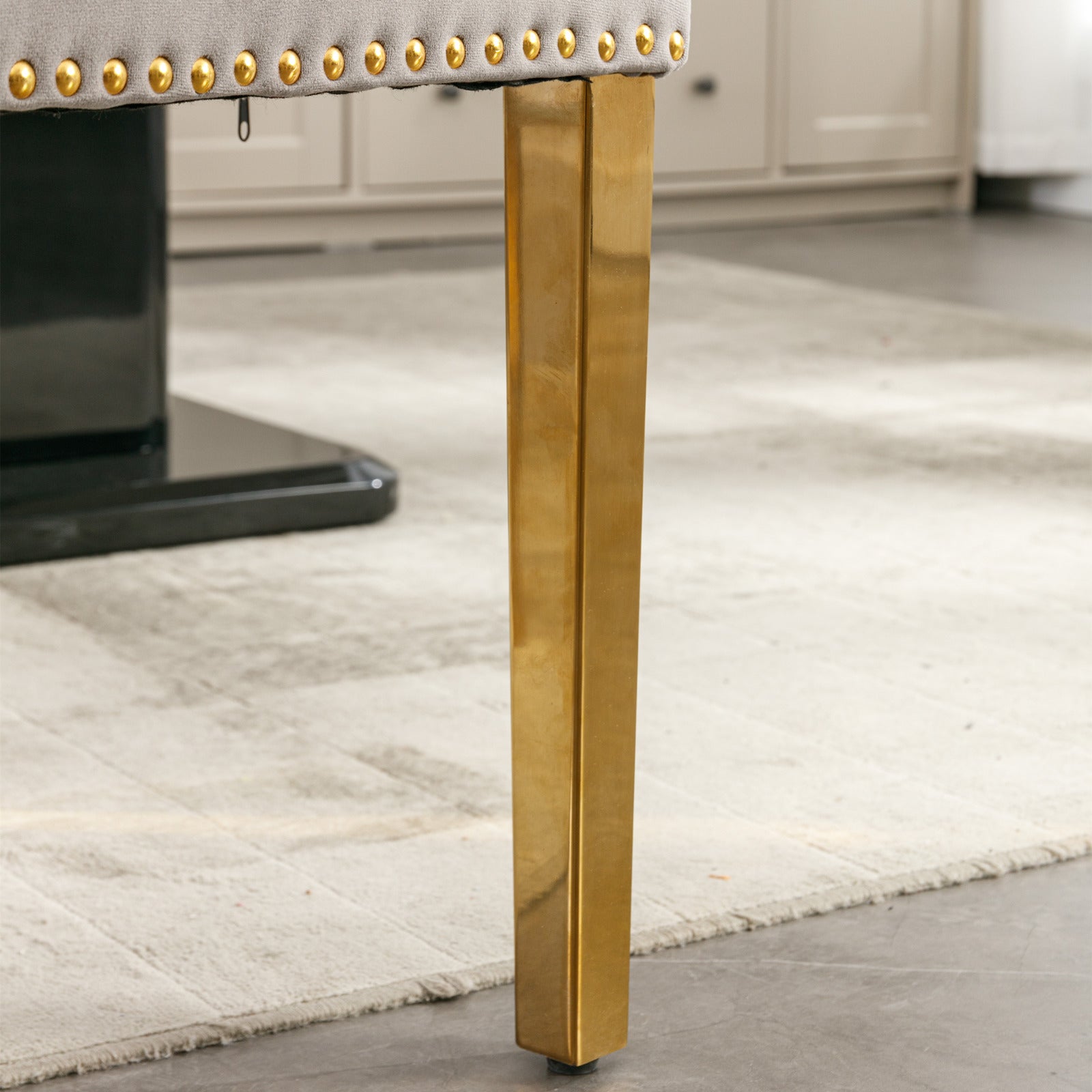 Rosewick Modern Tufted Velvet Solid Wood Upholstered Dining Chair with Gold Stainless Steel Plating Legs, Set of 2
