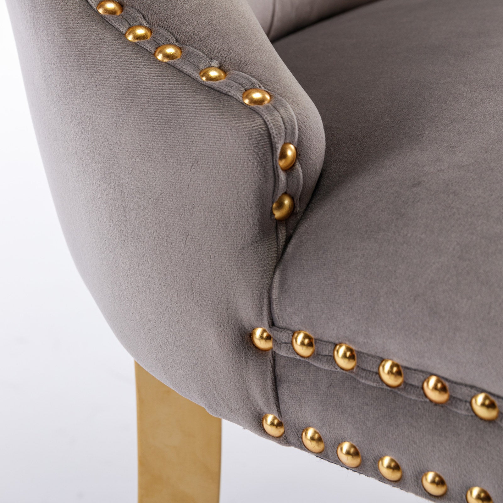 Rosewick Modern Tufted Velvet Solid Wood Upholstered Dining Chair with Gold Stainless Steel Plating Legs, Set of 2