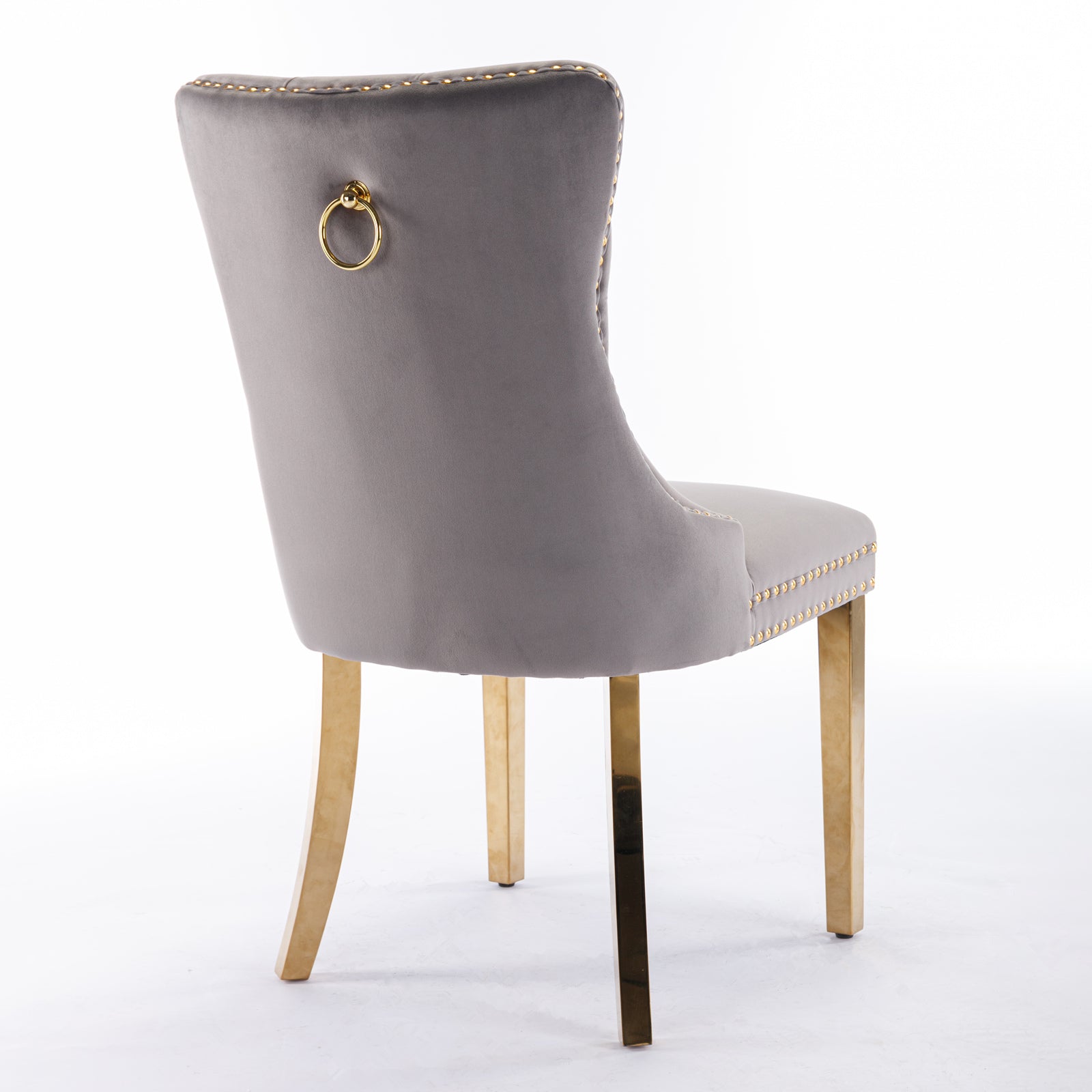 Rosewick Modern Tufted Velvet Solid Wood Upholstered Dining Chair with Gold Stainless Steel Plating Legs, Set of 2