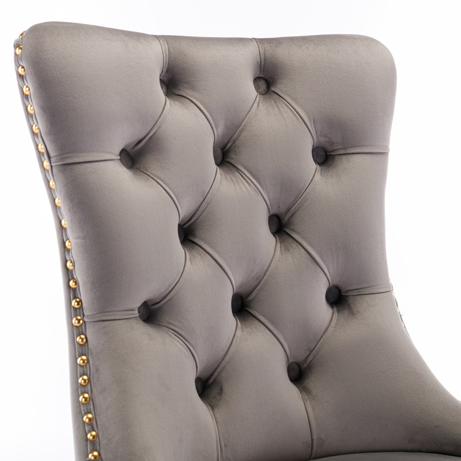 Rosewick Modern Tufted Velvet Solid Wood Upholstered Dining Chair with Gold Stainless Steel Plating Legs, Set of 2