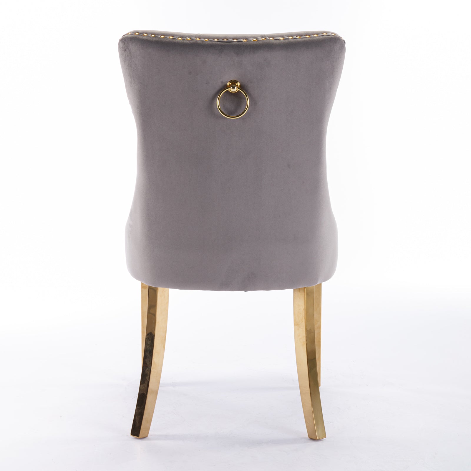 Rosewick Modern Tufted Velvet Solid Wood Upholstered Dining Chair with Gold Stainless Steel Plating Legs, Set of 2