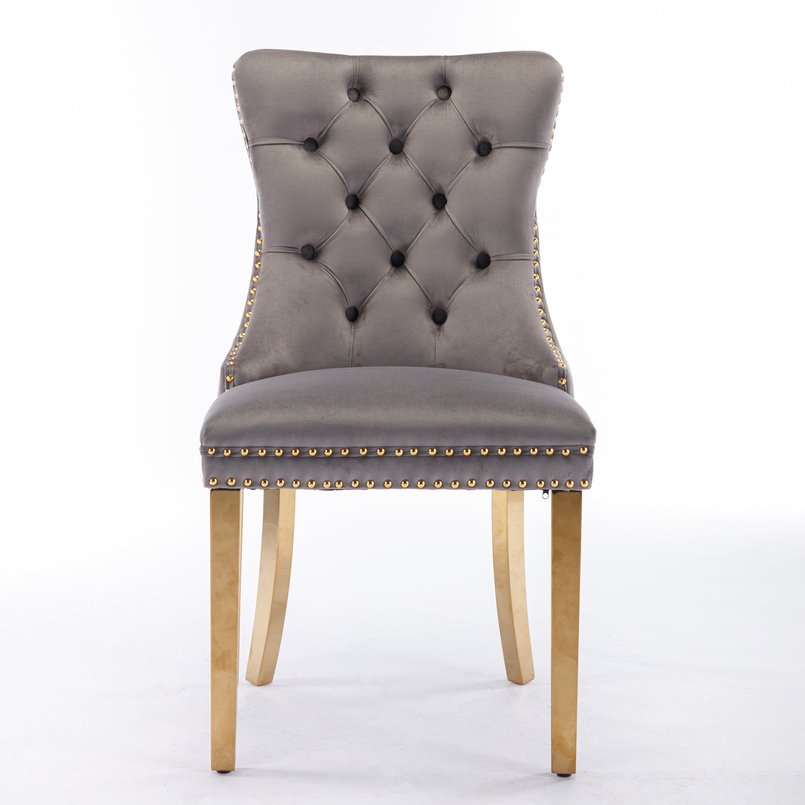 Rosewick Modern Tufted Velvet Solid Wood Upholstered Dining Chair with Gold Stainless Steel Plating Legs, Set of 2