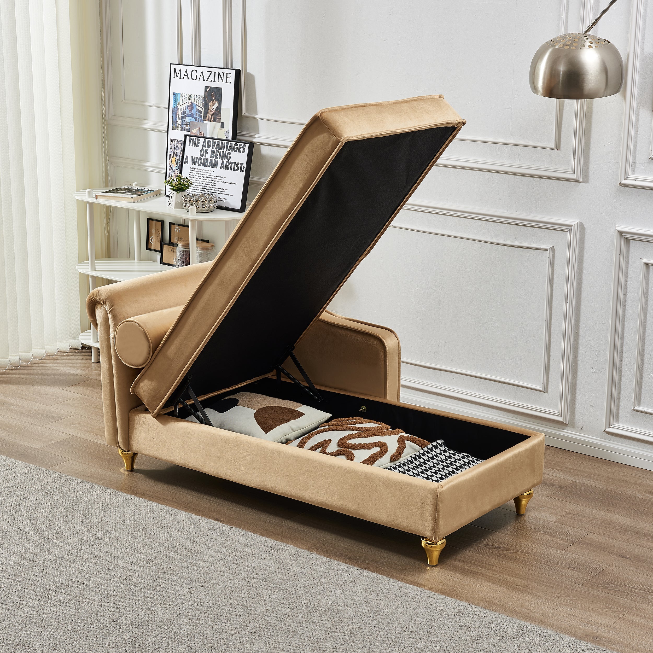 Glam Velvet Upholstered Chaise Lounge Chair