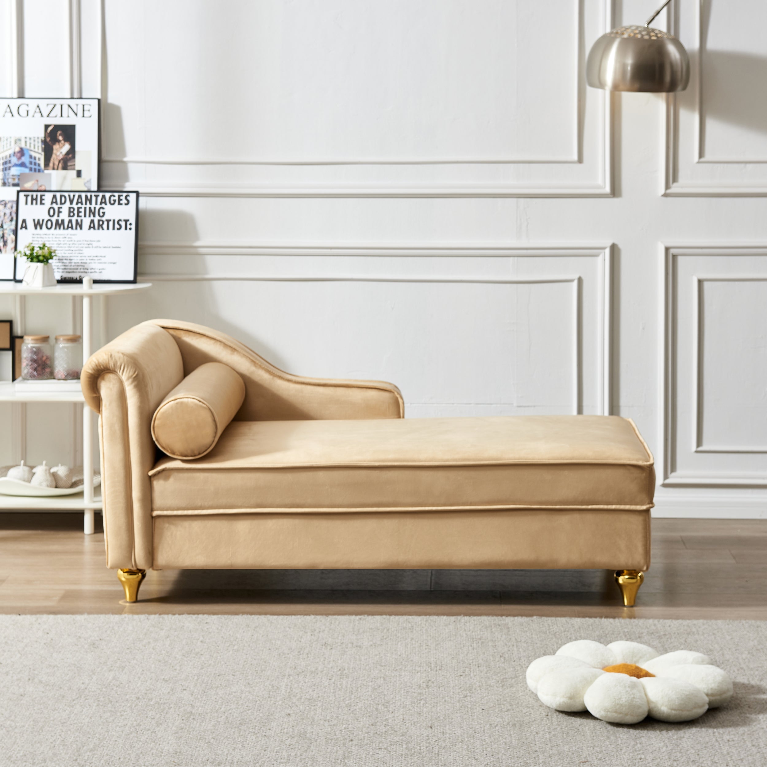 Glam Velvet Upholstered Chaise Lounge Chair