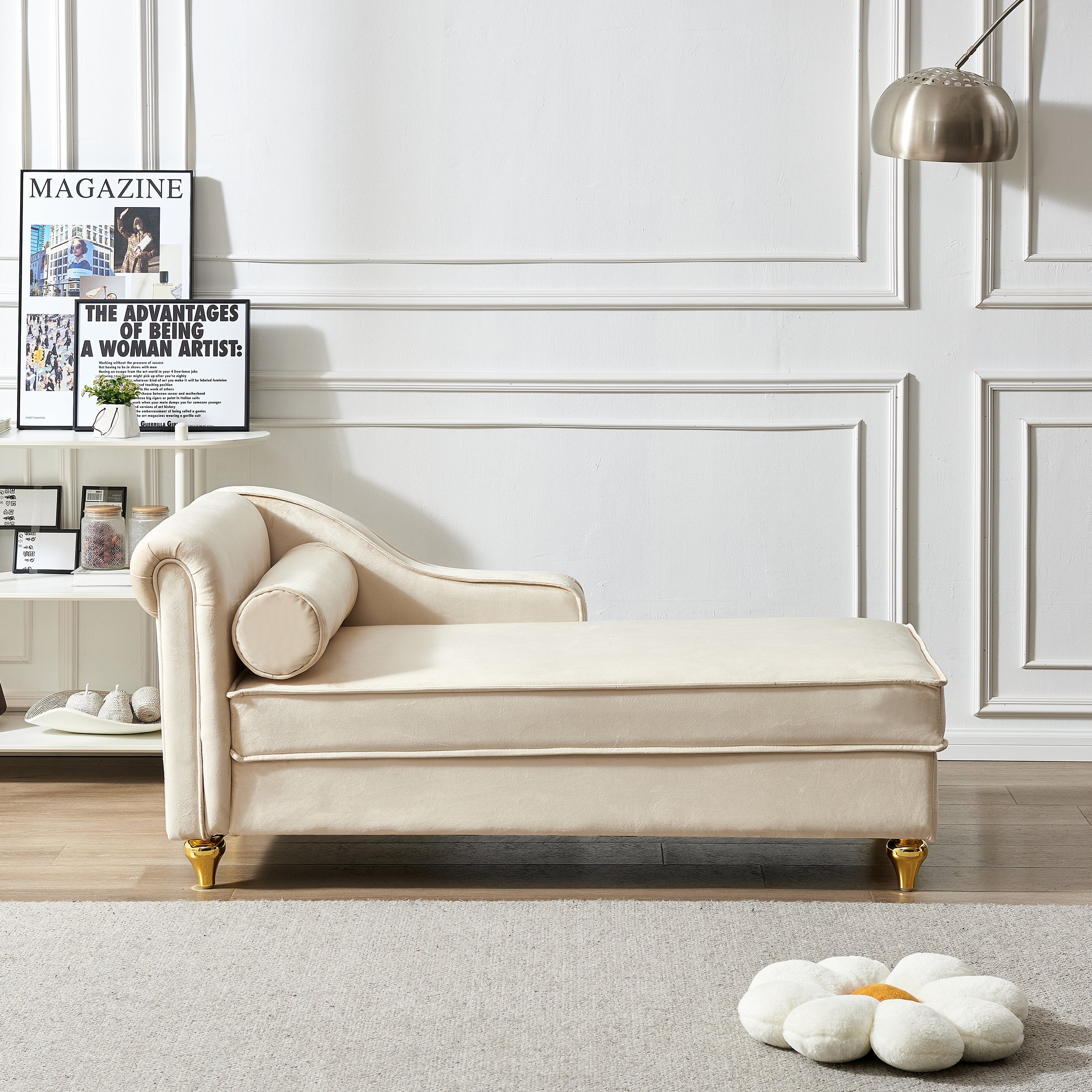Glam Velvet Upholstered Chaise Lounge Chair