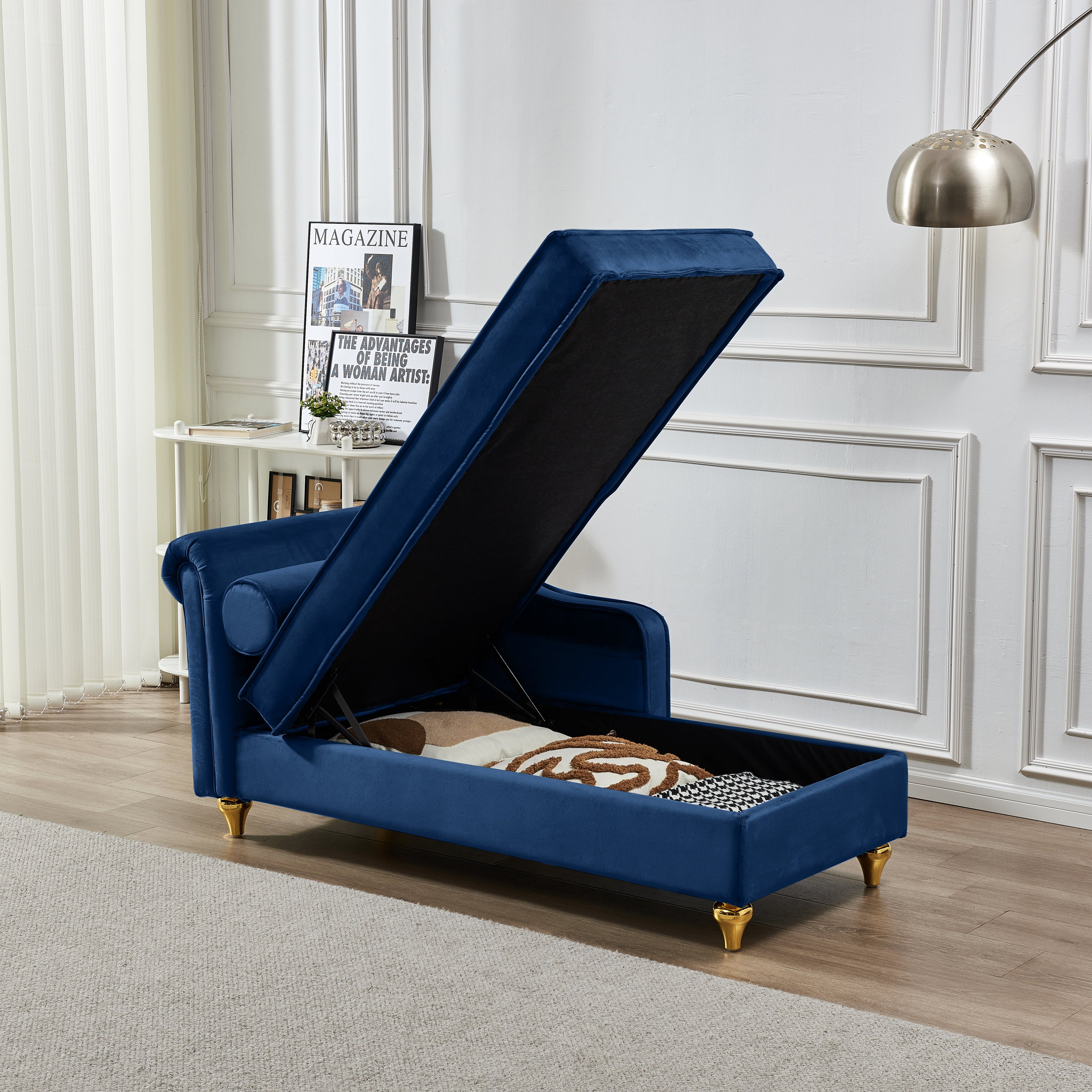 Glam Velvet Upholstered Chaise Lounge Chair