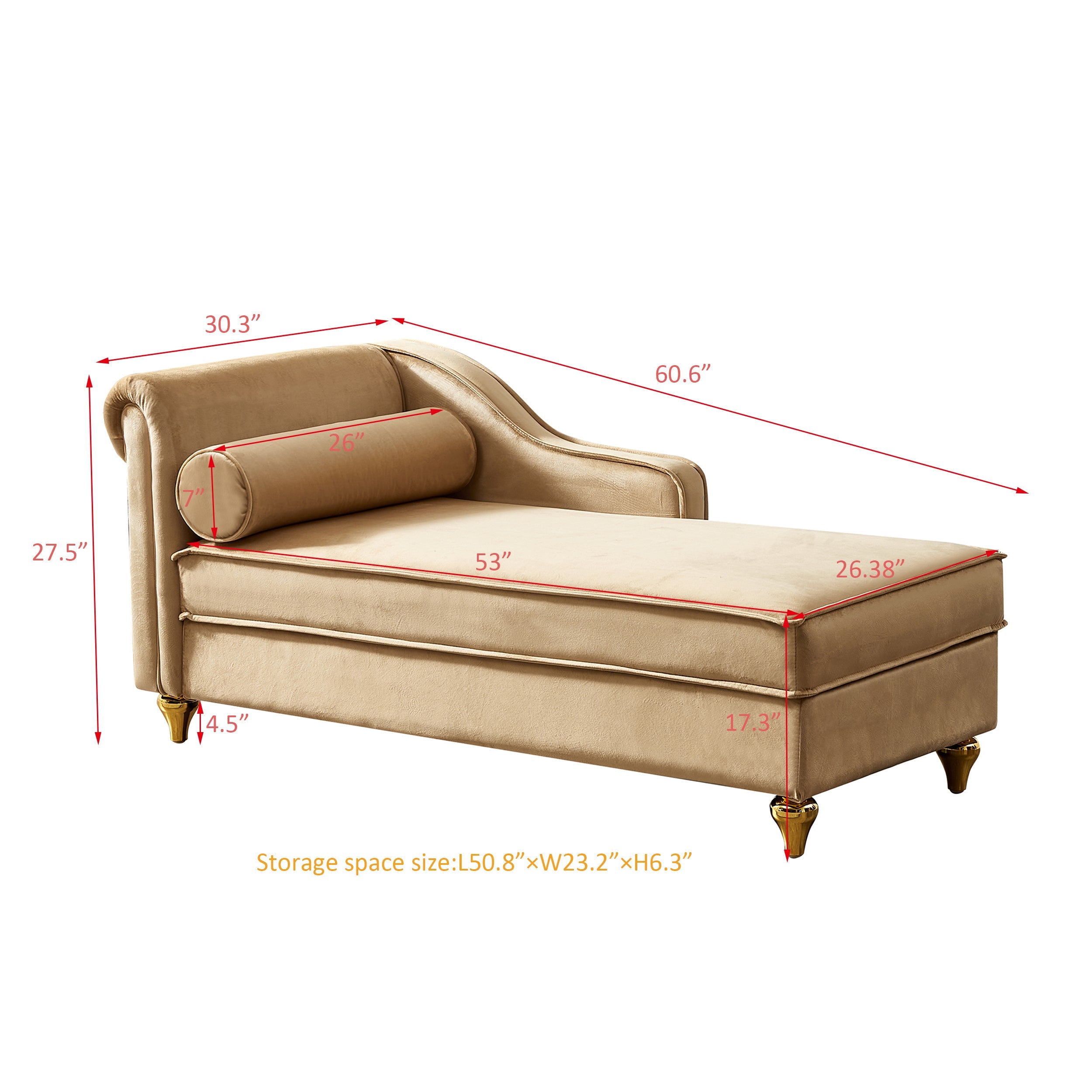 Glam Velvet Upholstered Chaise Lounge Chair