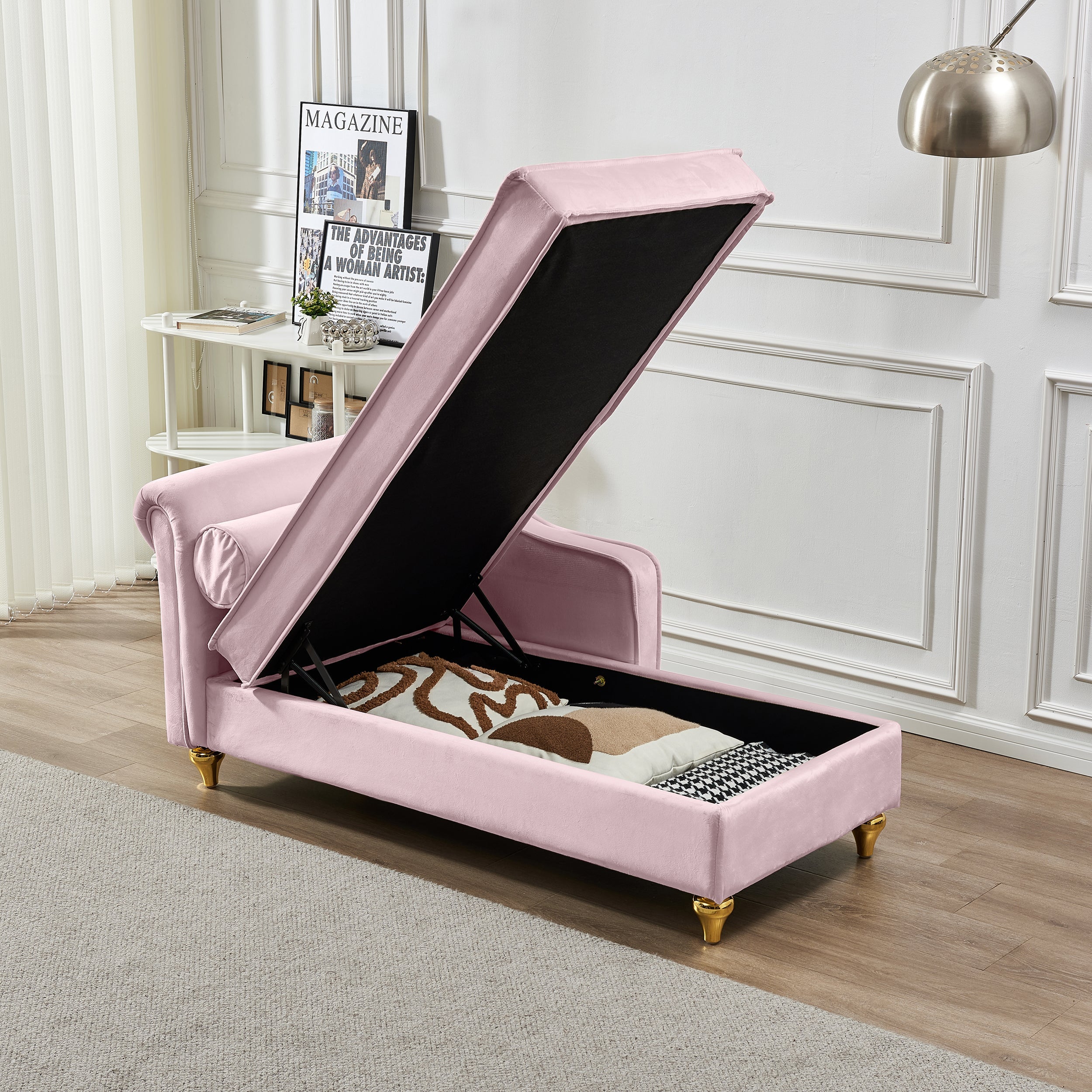 Glam Velvet Upholstered Chaise Lounge Chair