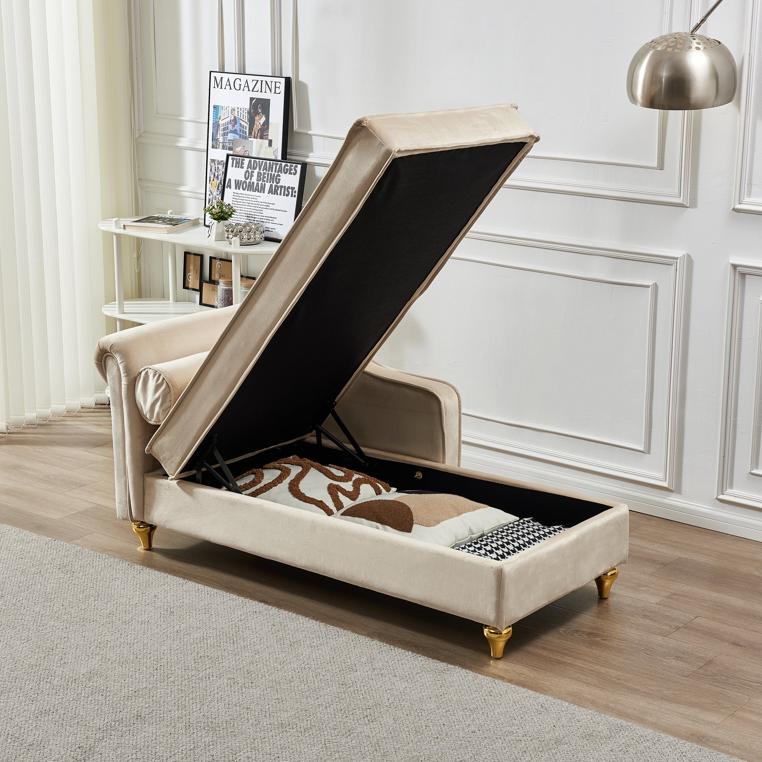 Glam Velvet Upholstered Chaise Lounge Chair