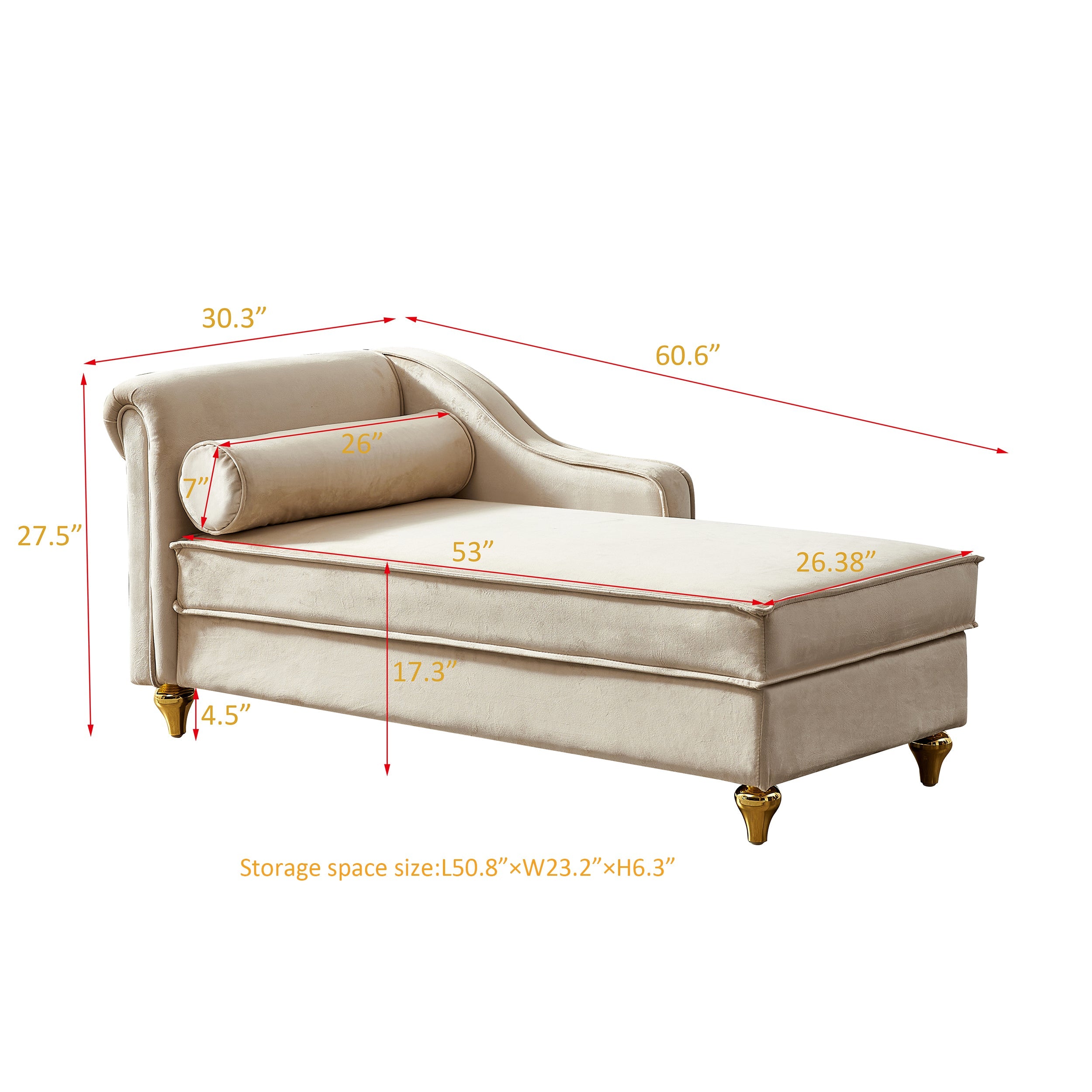 Glam Velvet Upholstered Chaise Lounge Chair