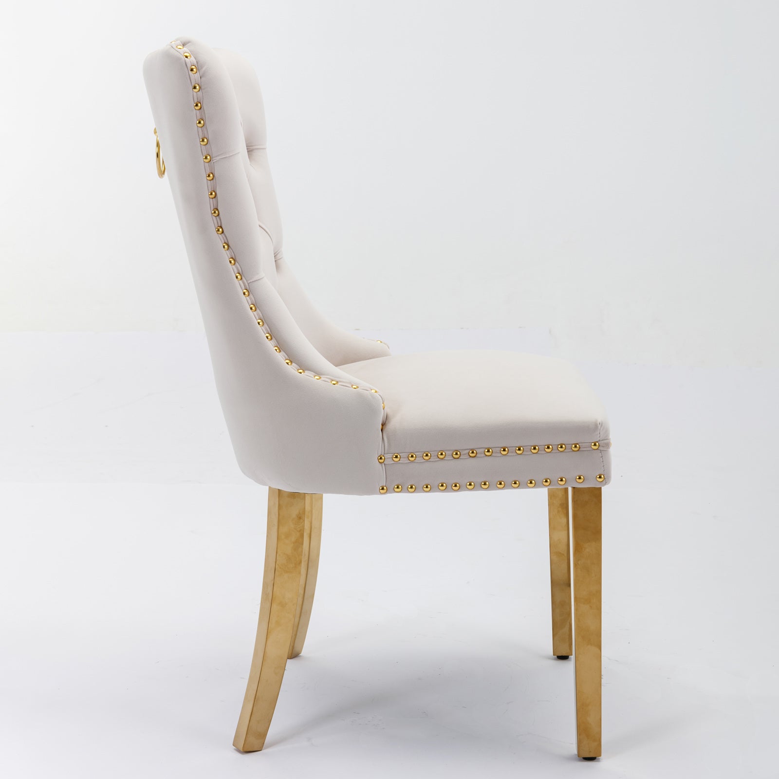Rosewick Modern Tufted Velvet Solid Wood Upholstered Dining Chair with Gold Stainless Steel Plating Legs, Set of 2