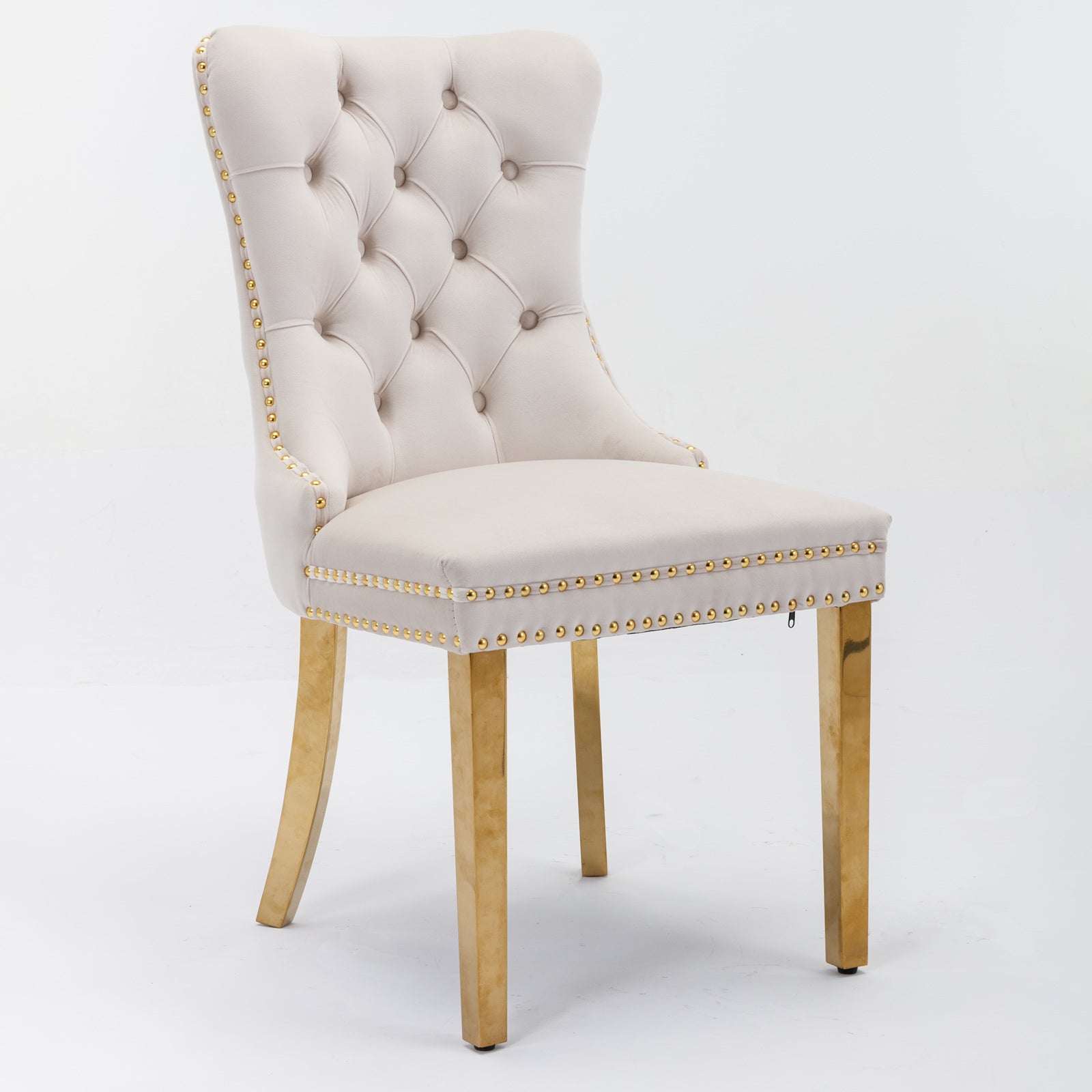 Rosewick Modern Tufted Velvet Solid Wood Upholstered Dining Chair with Gold Stainless Steel Plating Legs, Set of 2