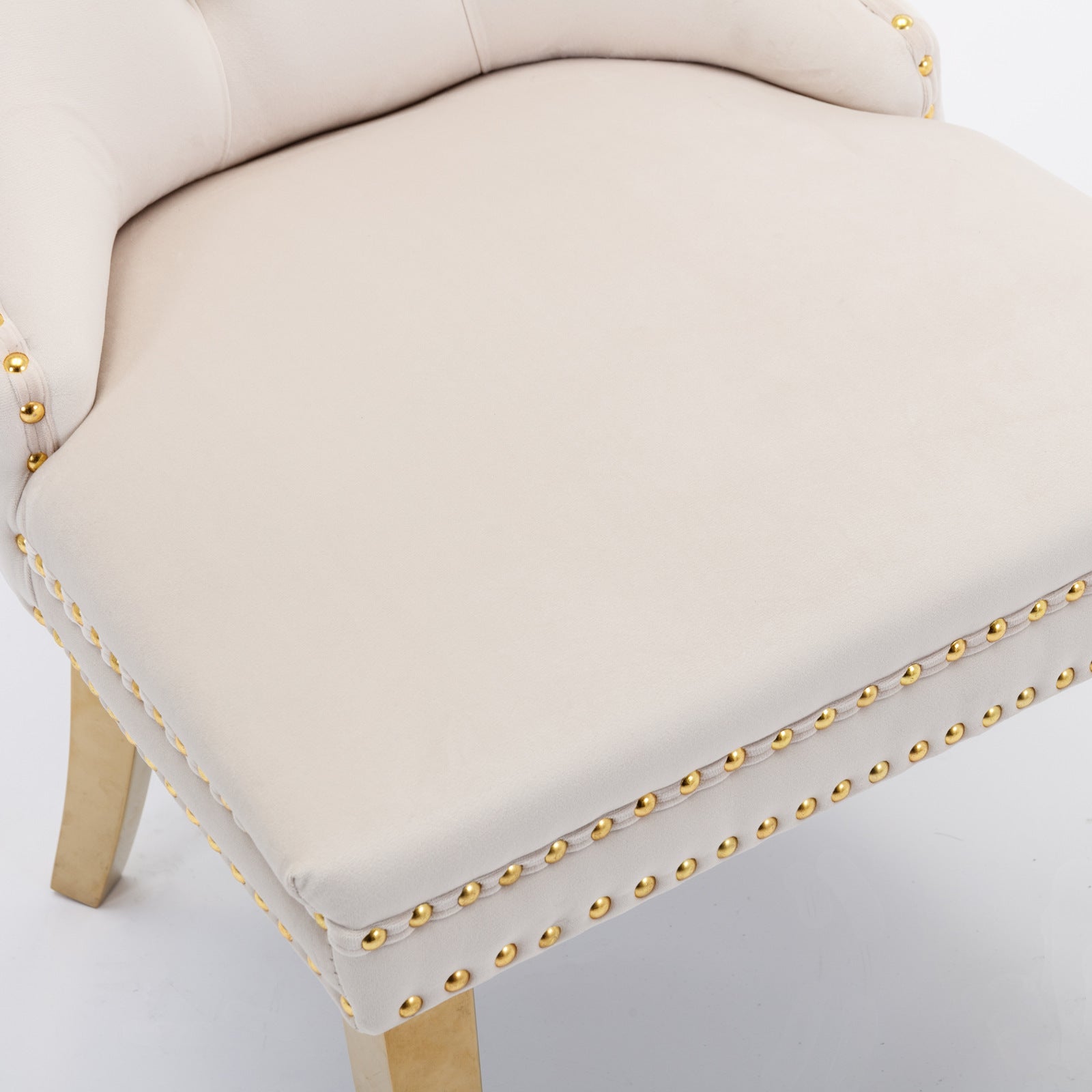 Rosewick Modern Tufted Velvet Solid Wood Upholstered Dining Chair with Gold Stainless Steel Plating Legs, Set of 2
