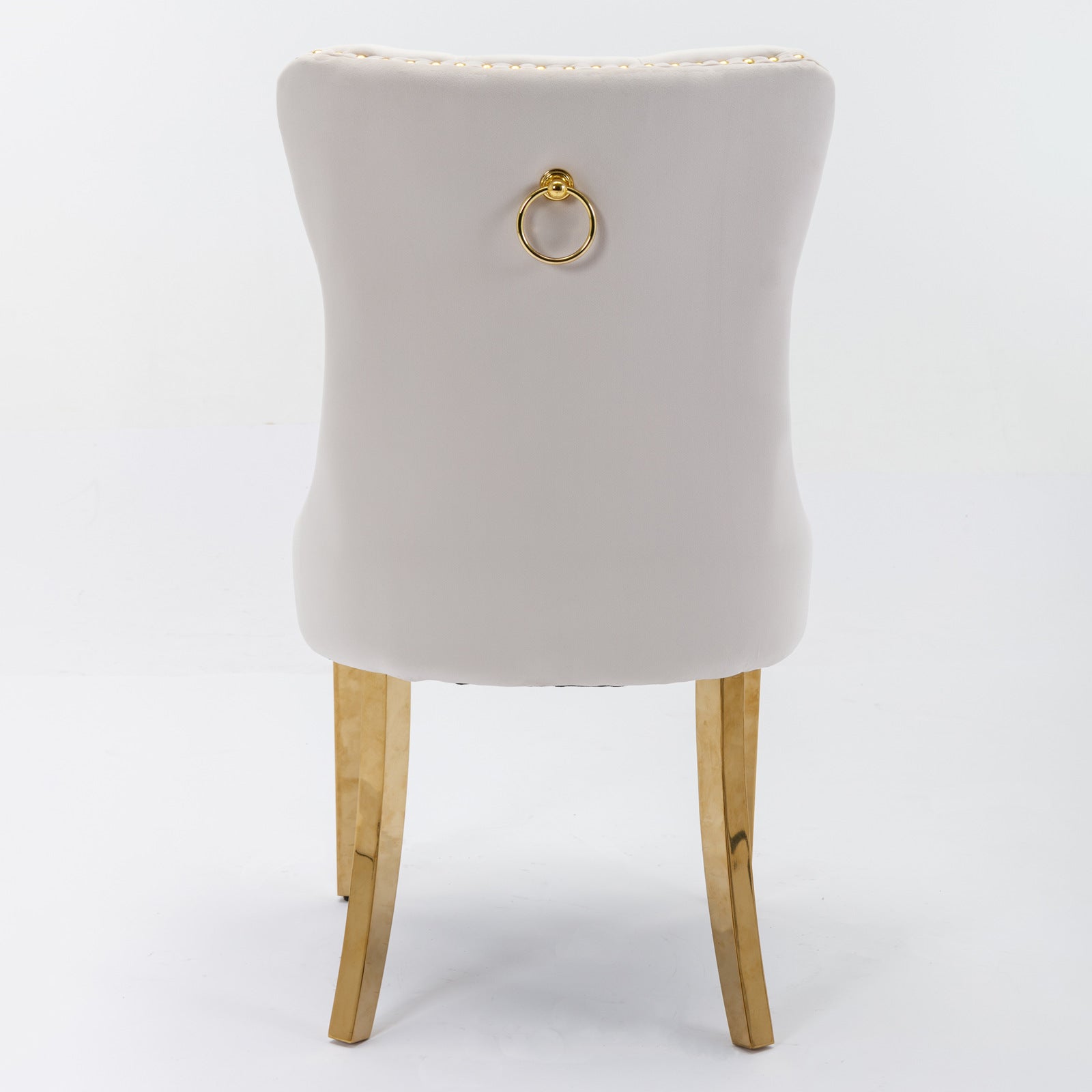 Rosewick Modern Tufted Velvet Solid Wood Upholstered Dining Chair with Gold Stainless Steel Plating Legs, Set of 2