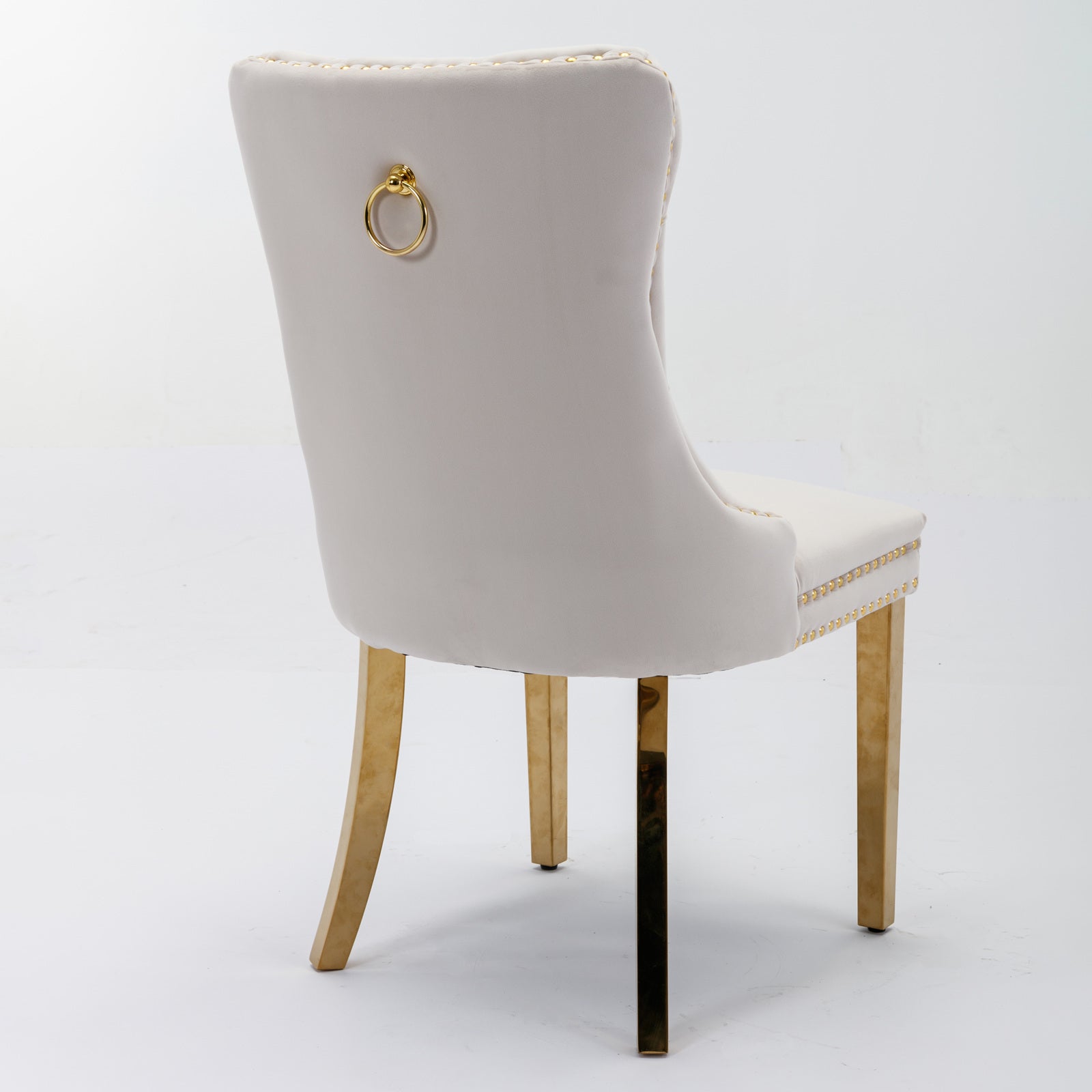 Rosewick Modern Tufted Velvet Solid Wood Upholstered Dining Chair with Gold Stainless Steel Plating Legs, Set of 2