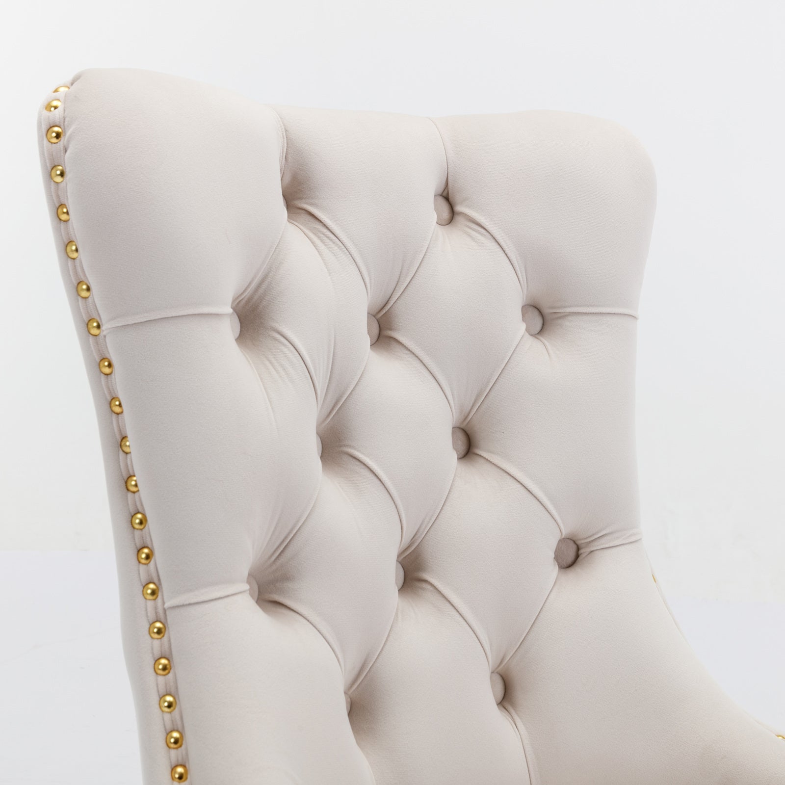 Rosewick Modern Tufted Velvet Solid Wood Upholstered Dining Chair with Gold Stainless Steel Plating Legs, Set of 2