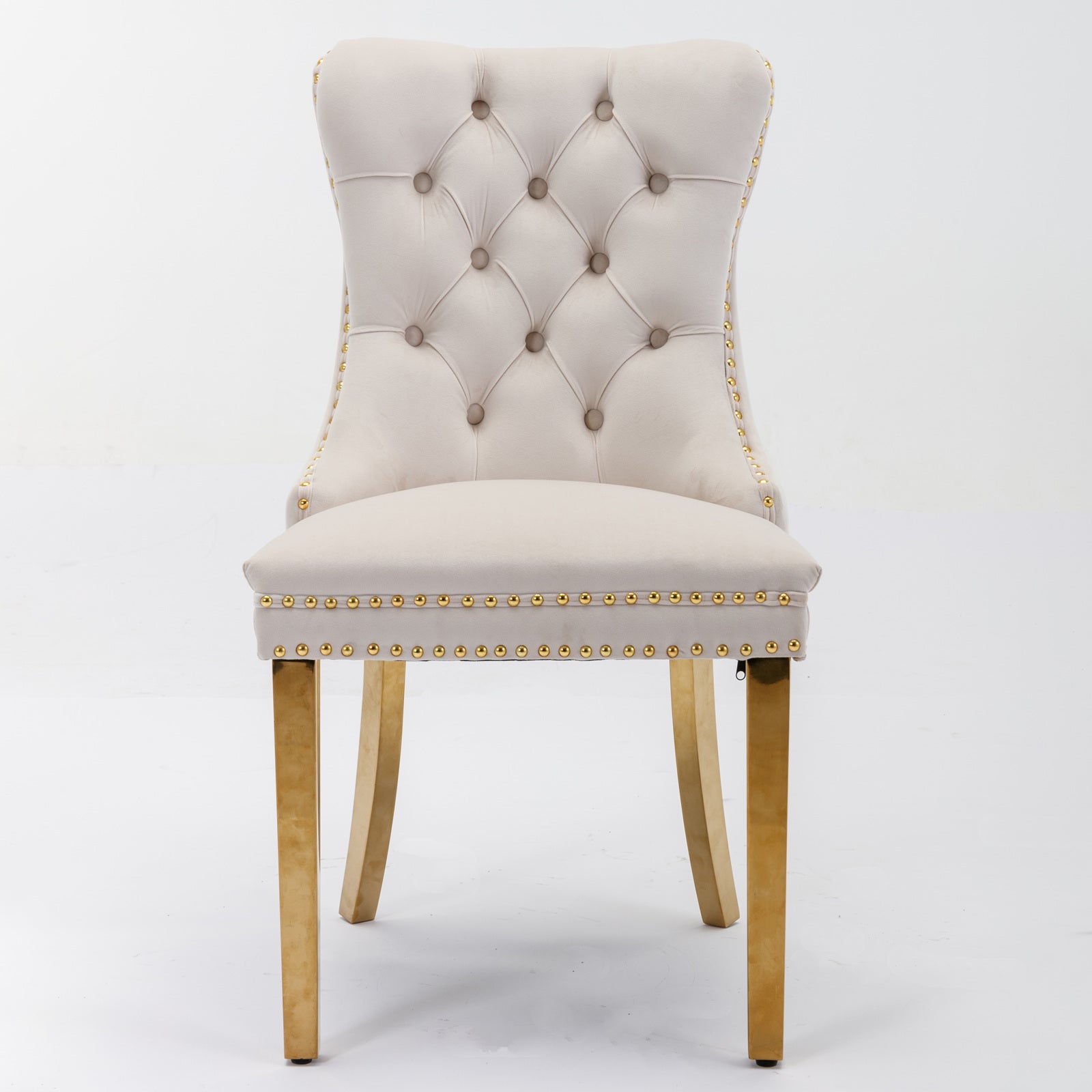 Rosewick Modern Tufted Velvet Solid Wood Upholstered Dining Chair with Gold Stainless Steel Plating Legs, Set of 2