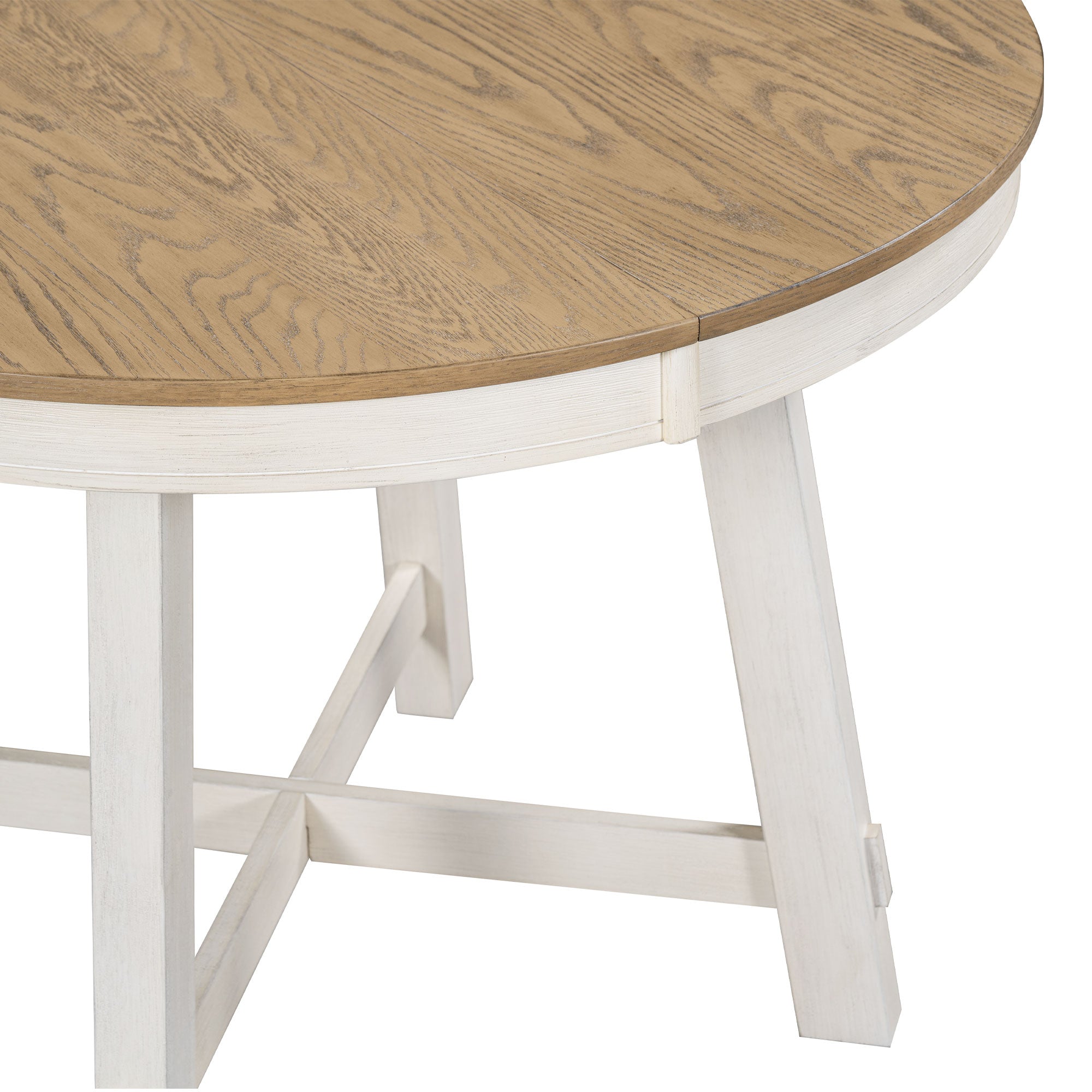 Farmhouse Round Extendable Dining Table with 16 Leaf