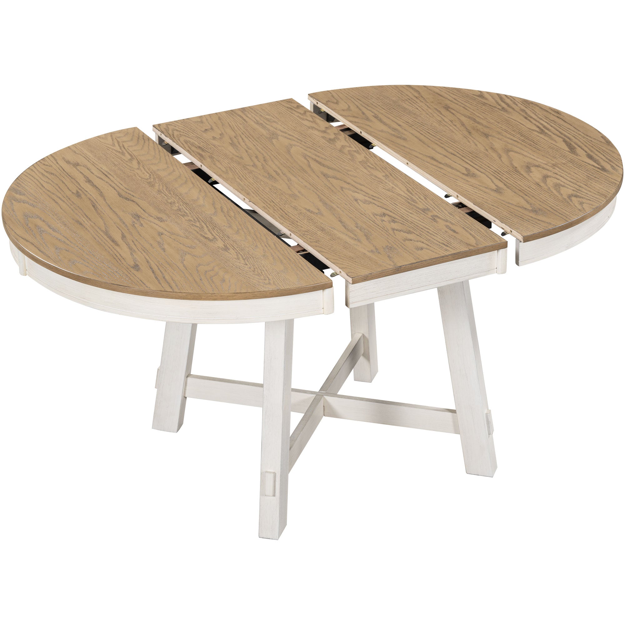 Farmhouse Round Extendable Dining Table with 16 Leaf