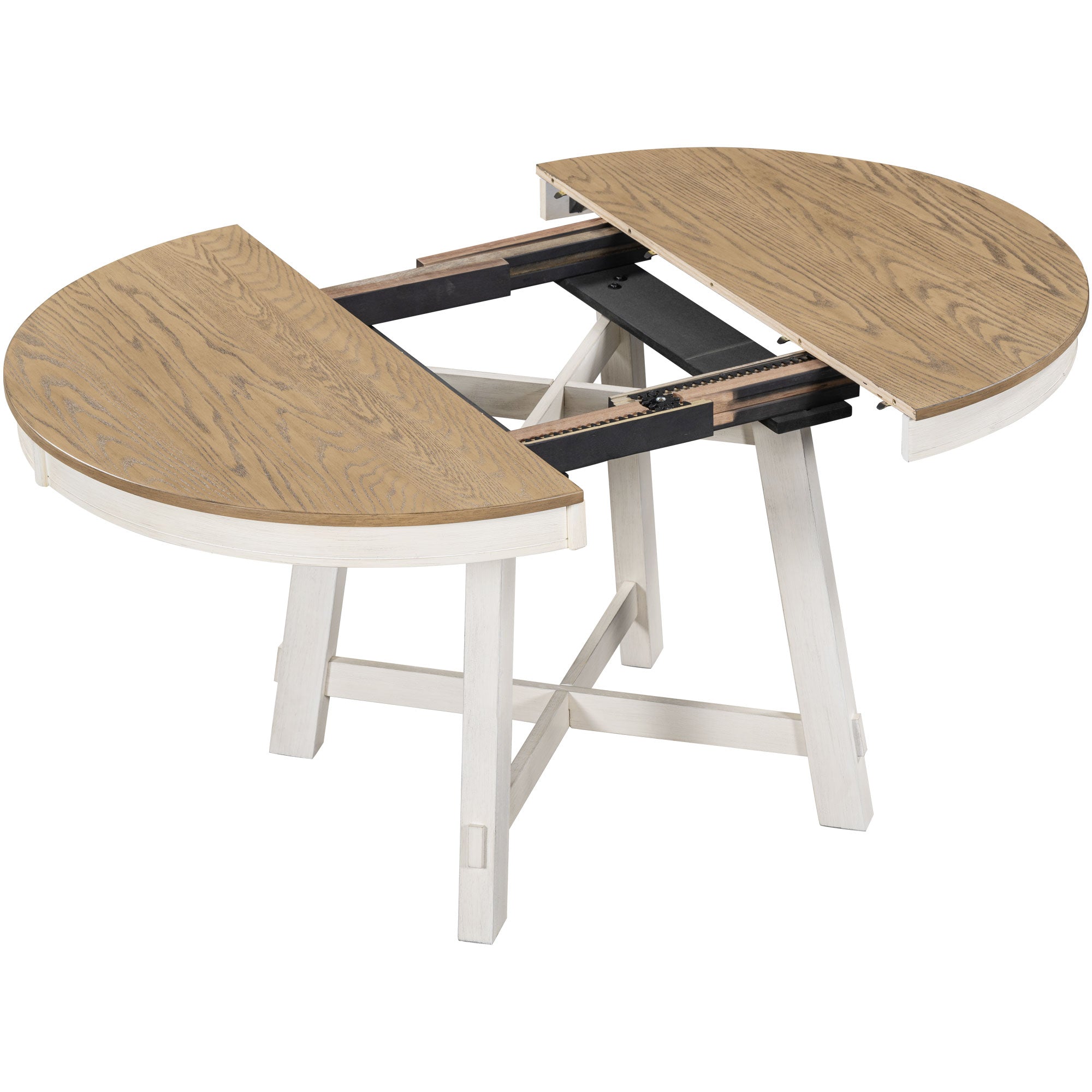 Farmhouse Round Extendable Dining Table with 16 Leaf