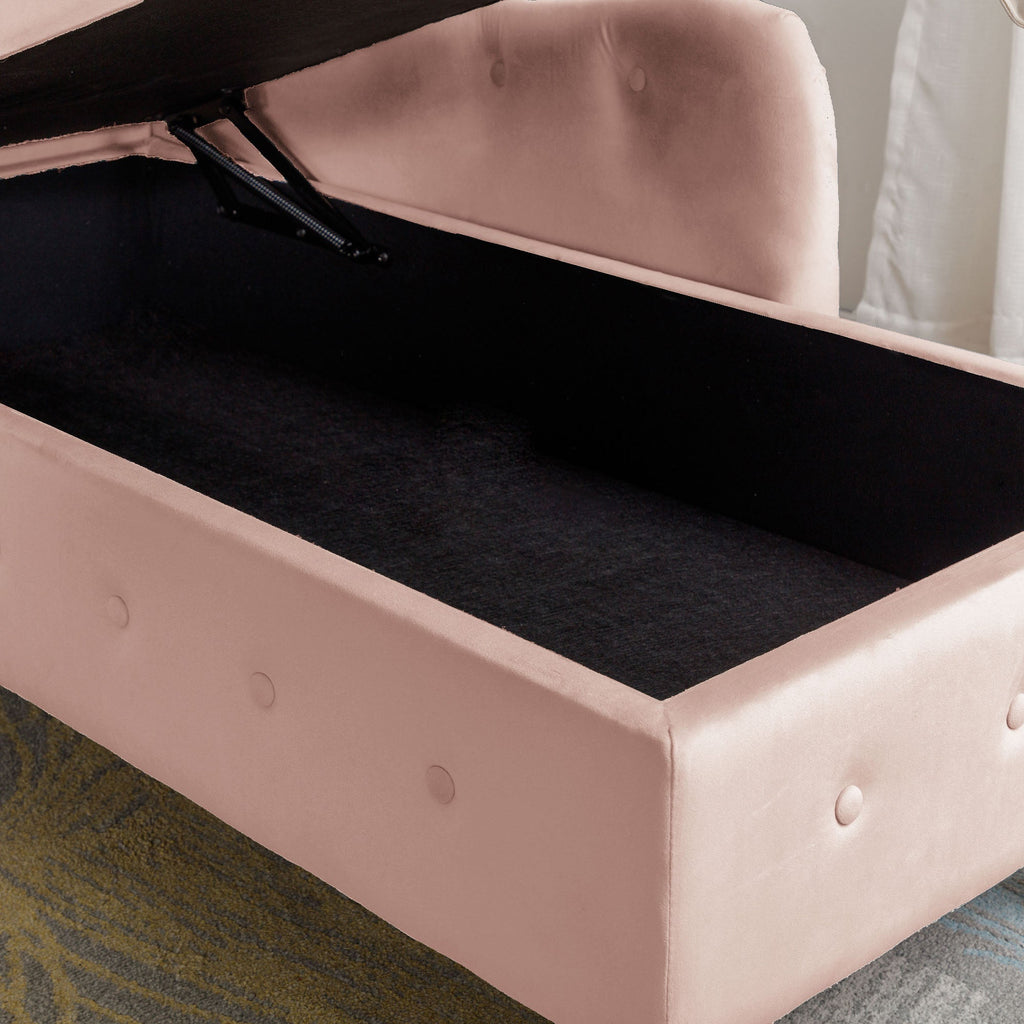 Tufted Velvet Upholstered Rolled Arm Nailhead Chaise Lounge