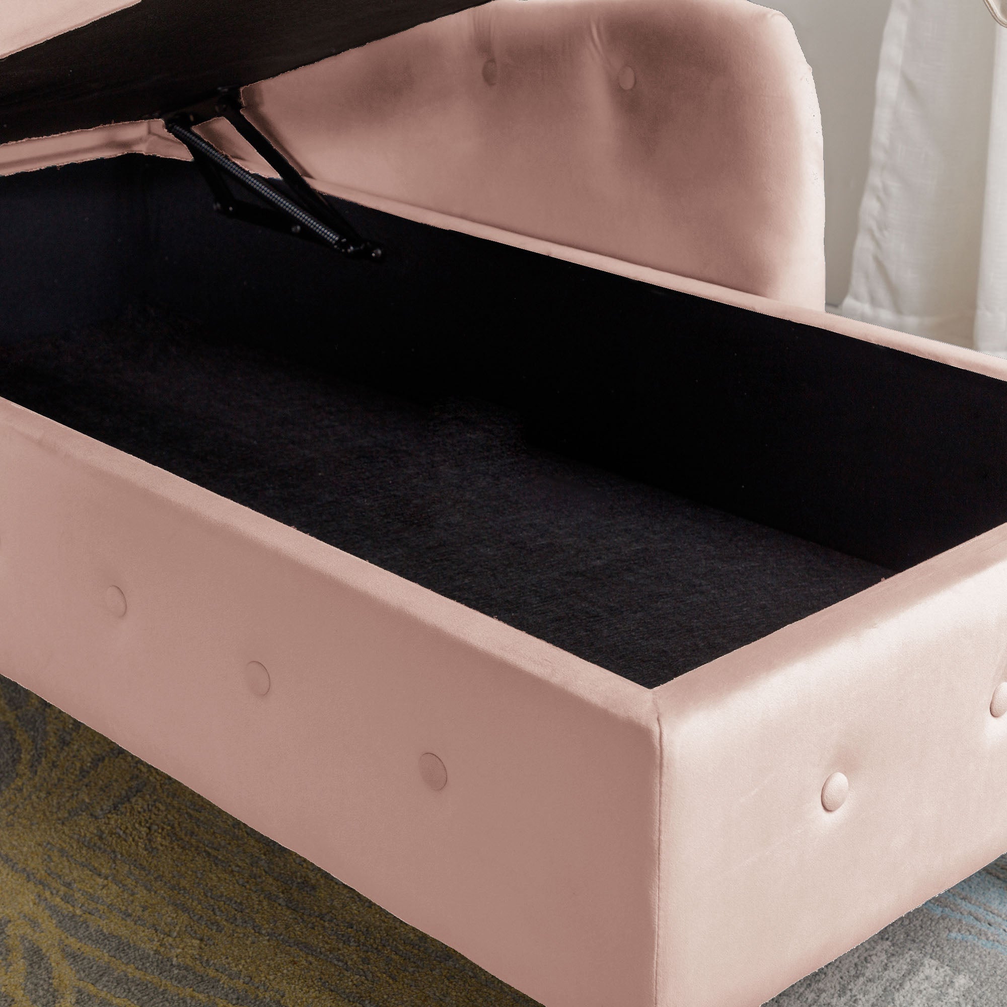 Tufted Velvet Upholstered Rolled Arm Nailhead Chaise Lounge