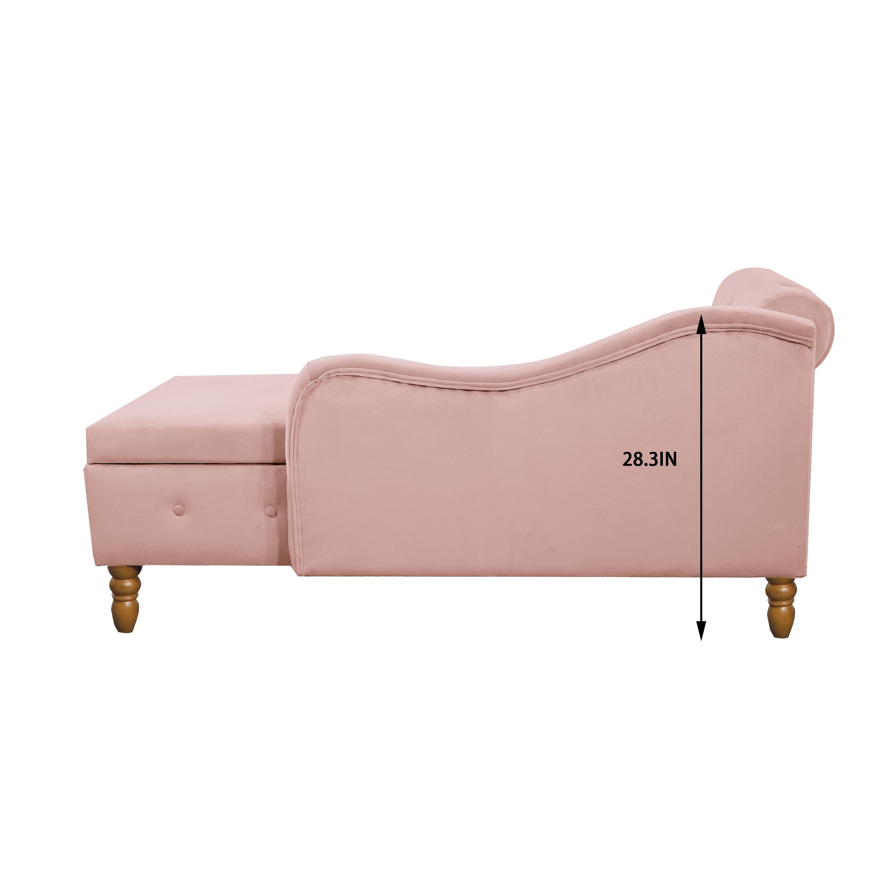 Tufted Velvet Upholstered Rolled Arm Nailhead Chaise Lounge