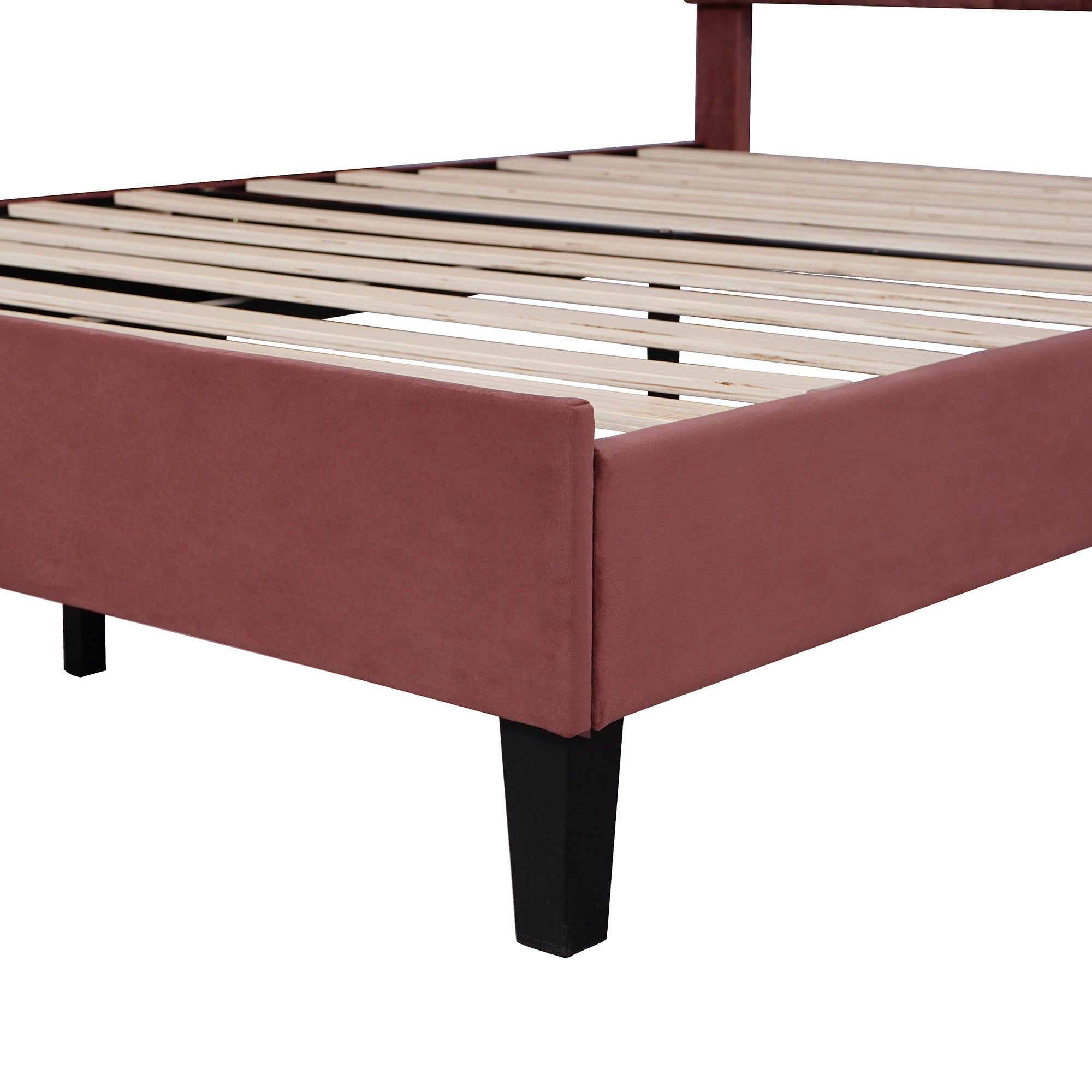 Flower Pattern Velvet Upholstered Bed