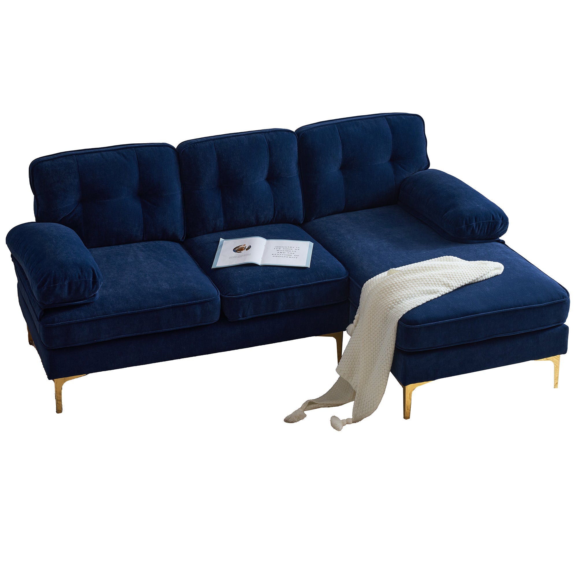 Modern Tufted Velvet L-Shape Sofa
