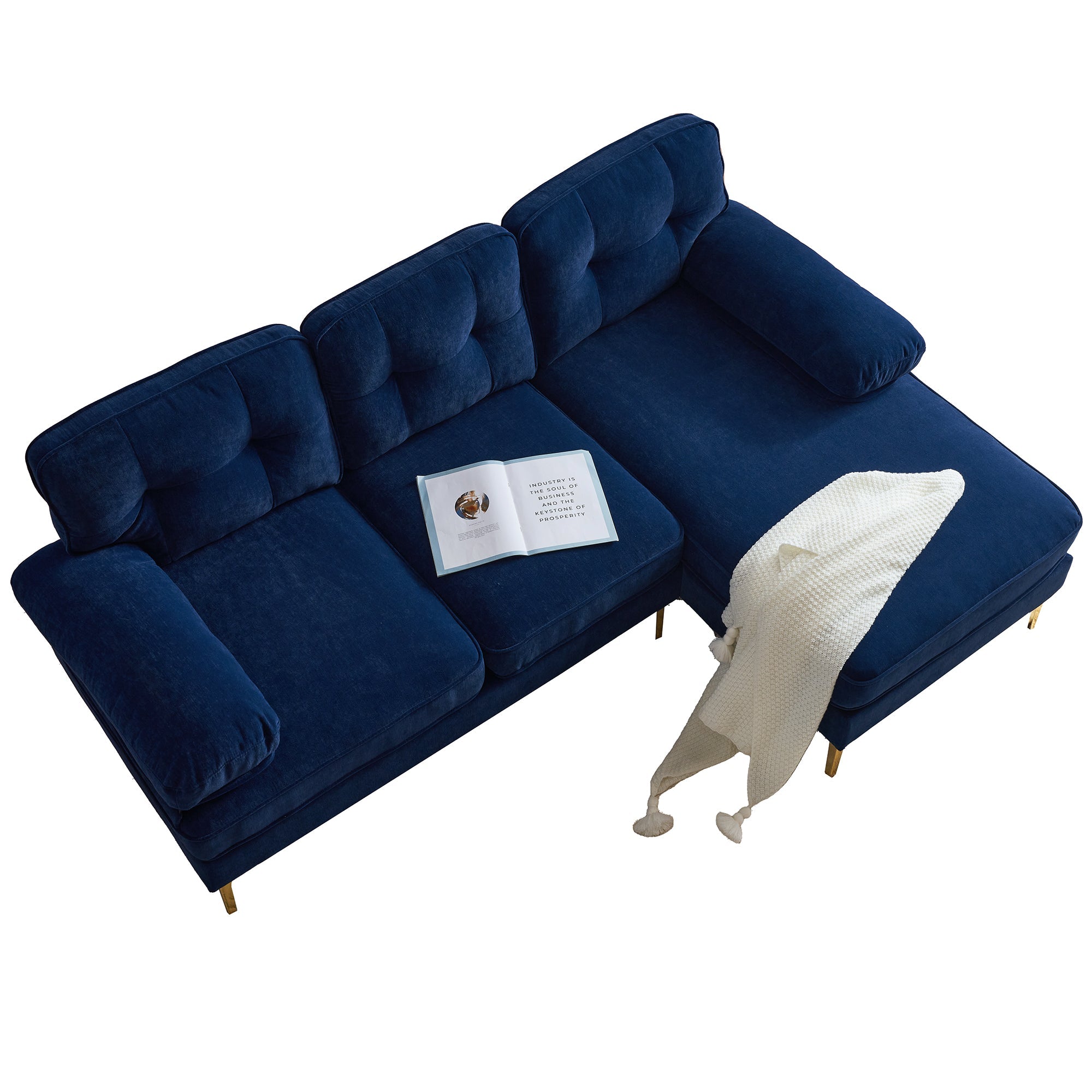 Modern Tufted Velvet L-Shape Sofa